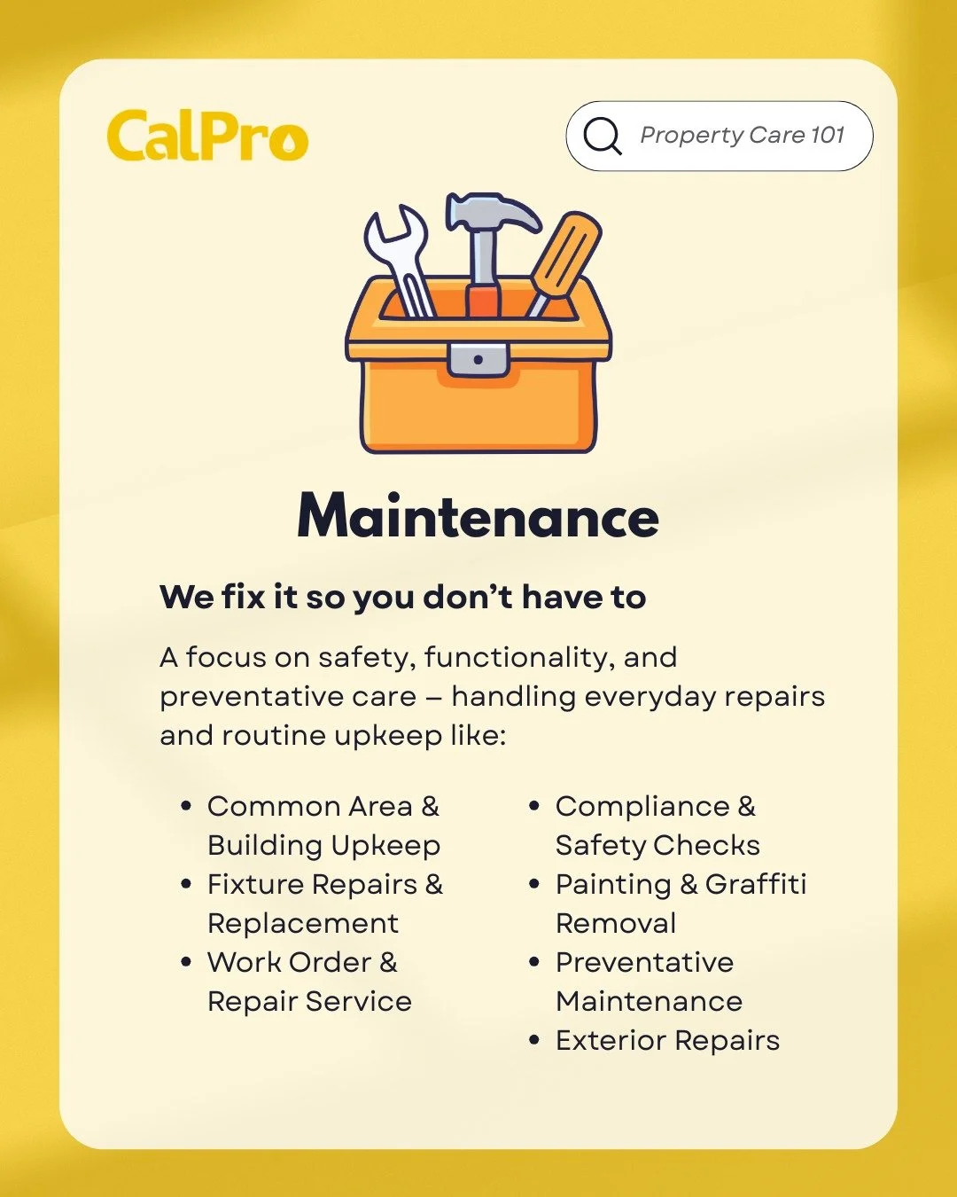 Due to popular demand, we at CalPro are excited to officially offer maintenance as a core part of our services.

If it's broke, we fix it!