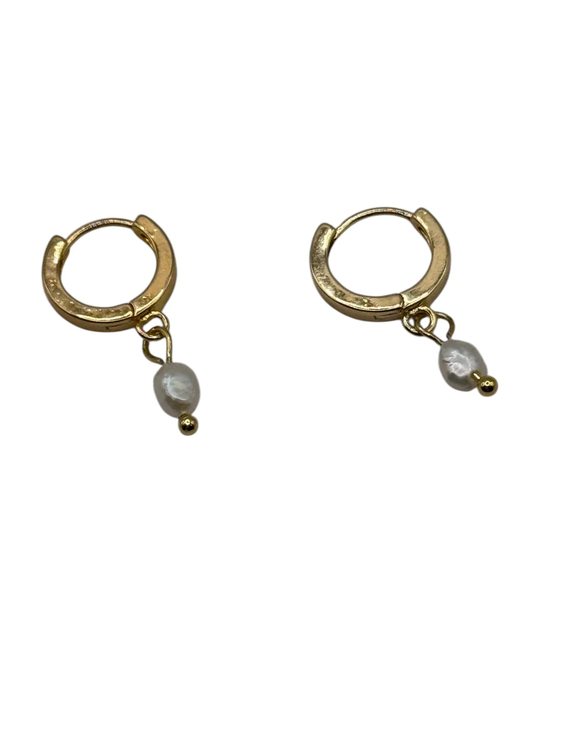 18k Gold plated Huggies with Pearl Drops
