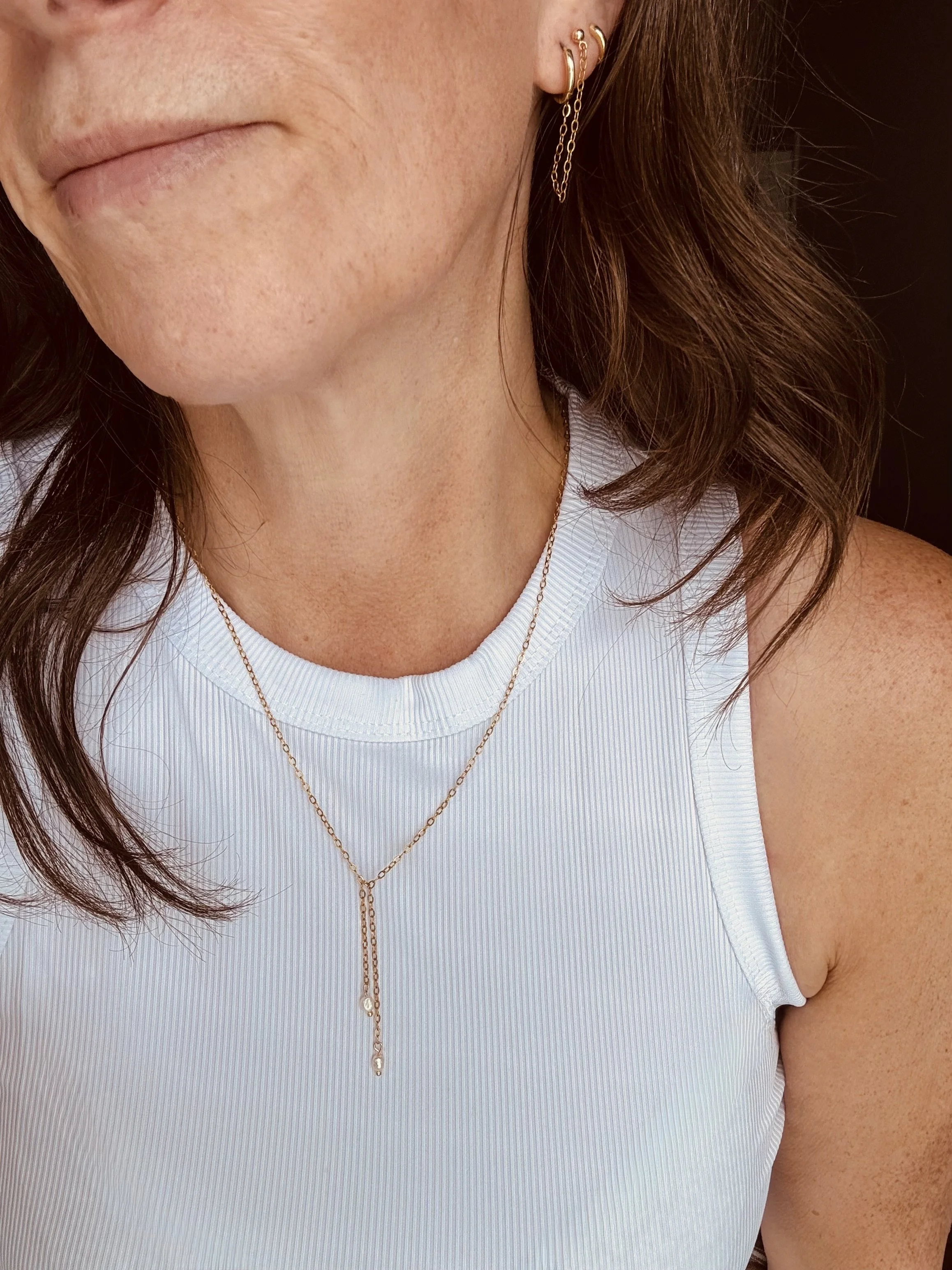 Pearl Asymmetric Drop Necklace