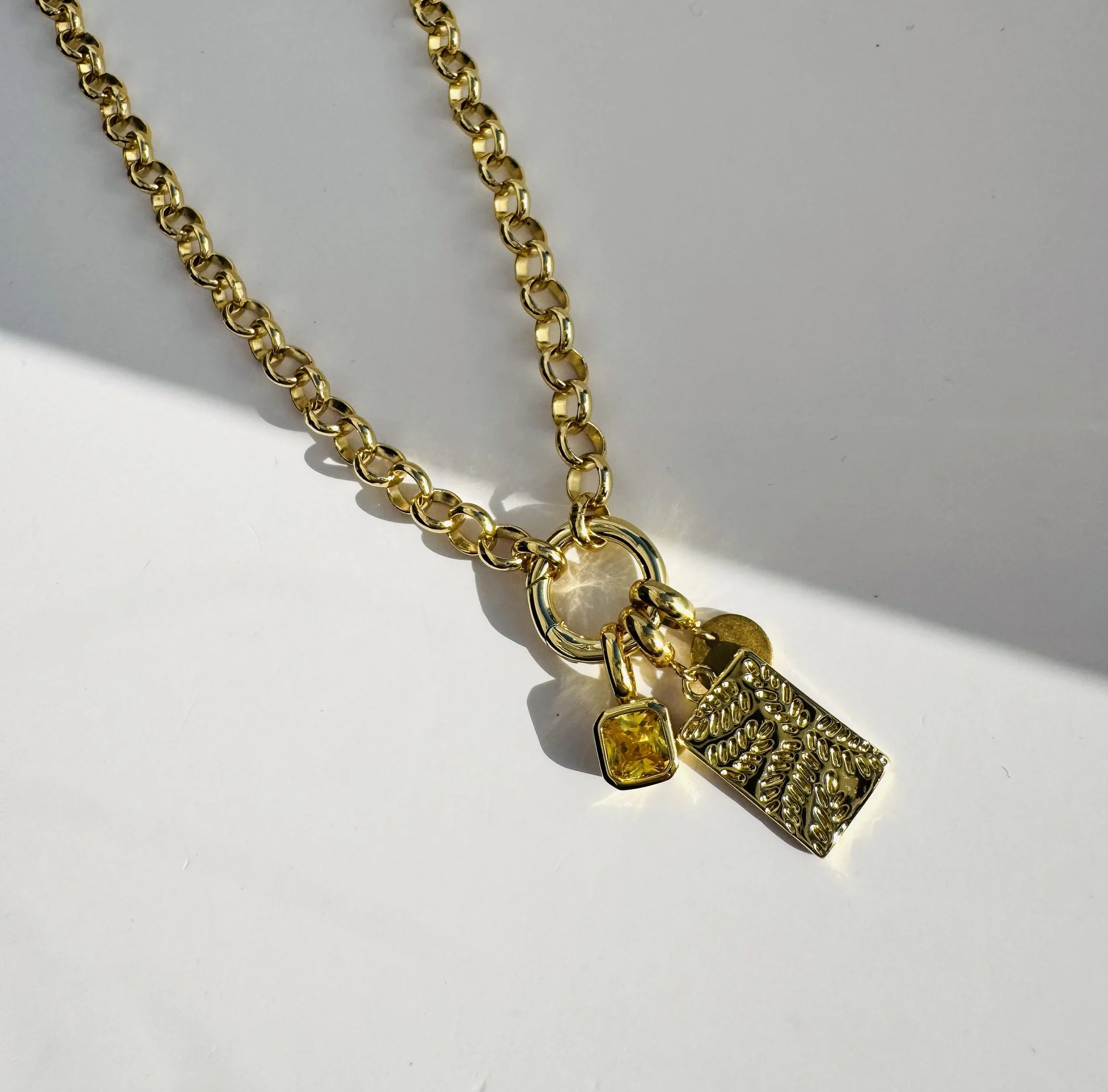 Three Charm Rolo Necklace