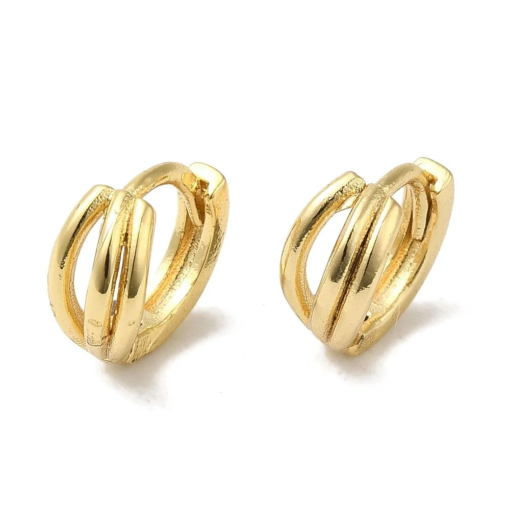 18k Gold Plated Triple Hoop Huggie Earrings