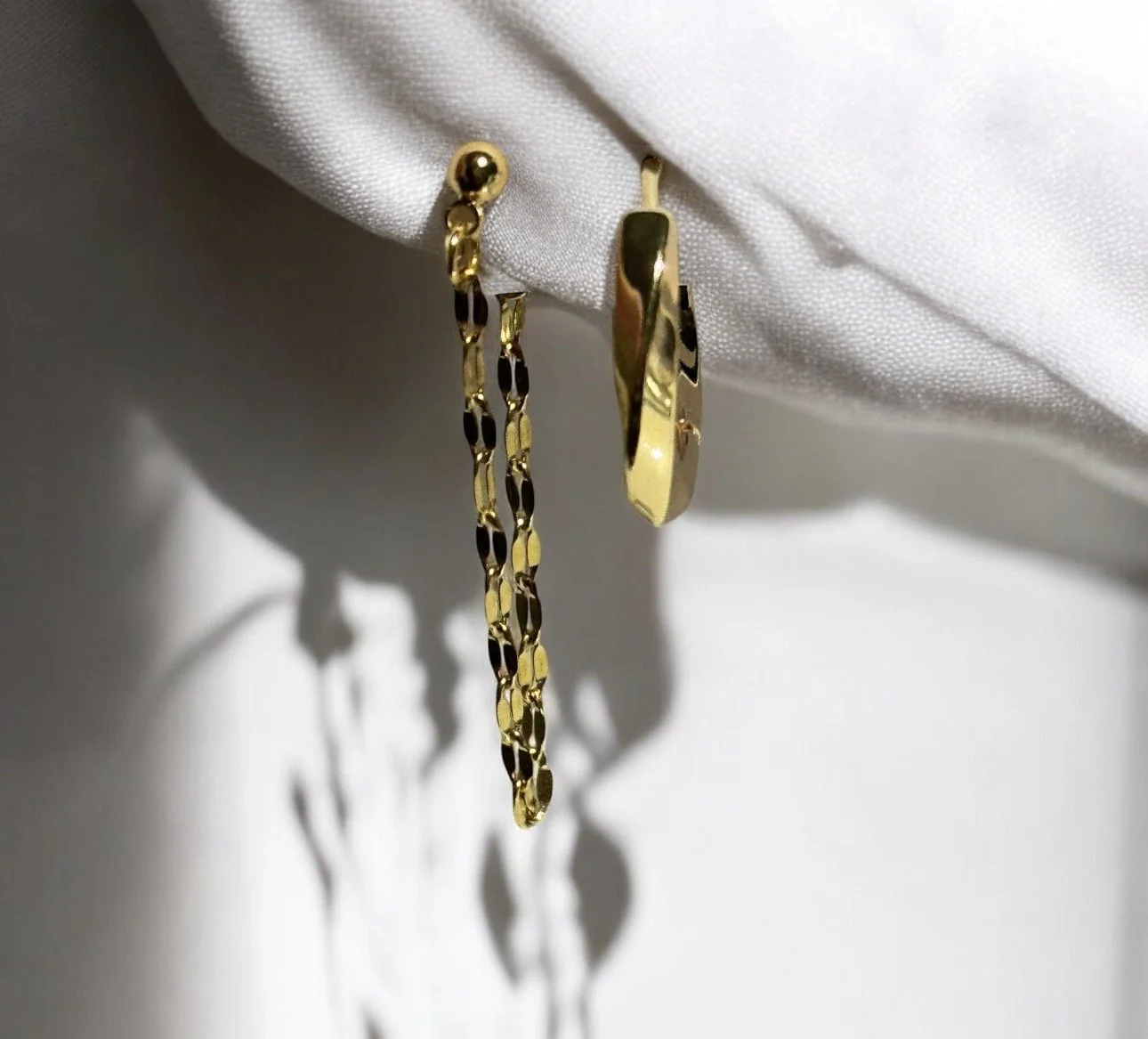 Gold Lip Chain & Twisted Hoop Set