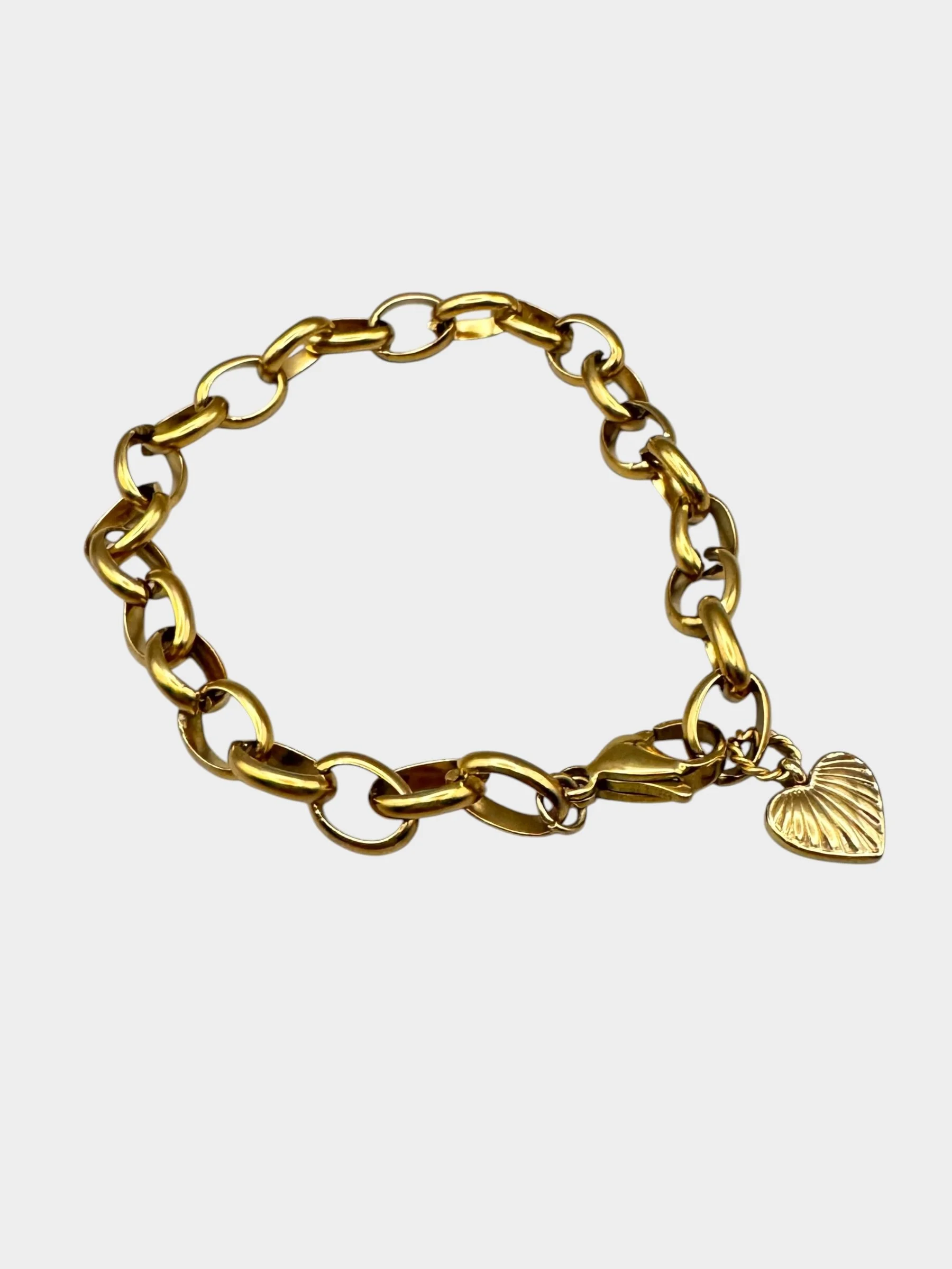 Heart Charm Gold Chunky Bracelet