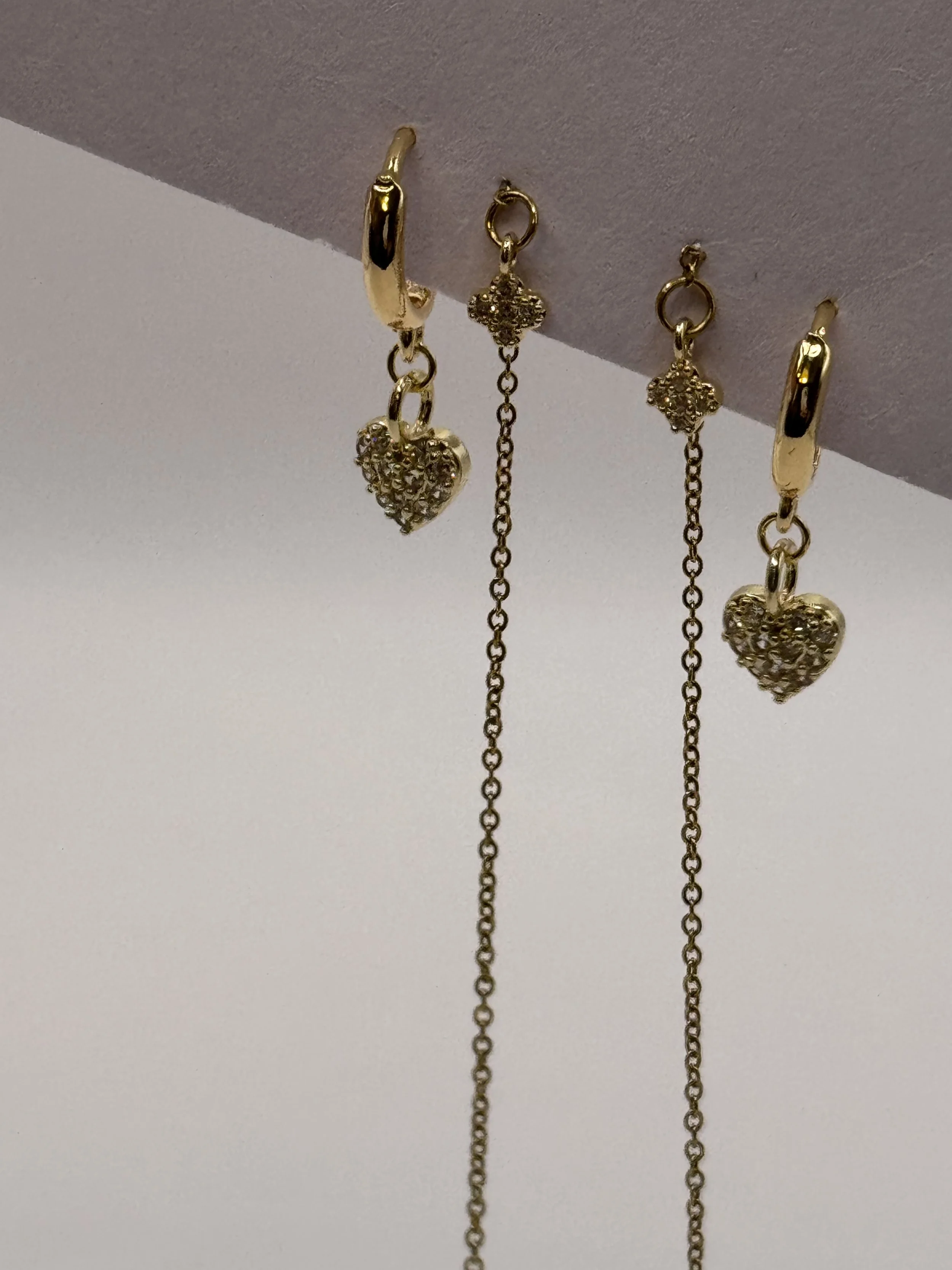 Sparkle Heart and Clover Earring Set