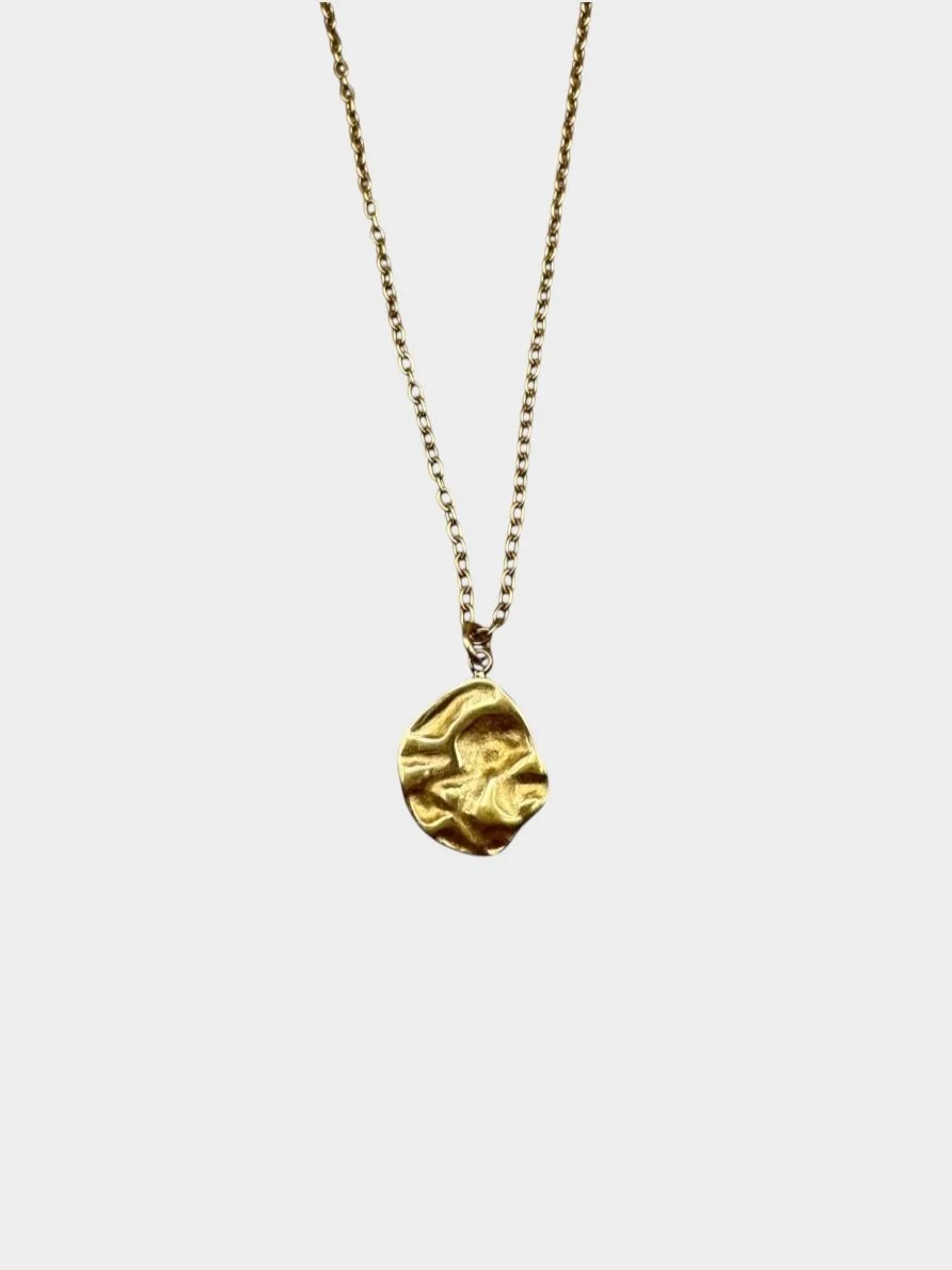 18k Gold Plated Molten Pendant Necklace - Small
