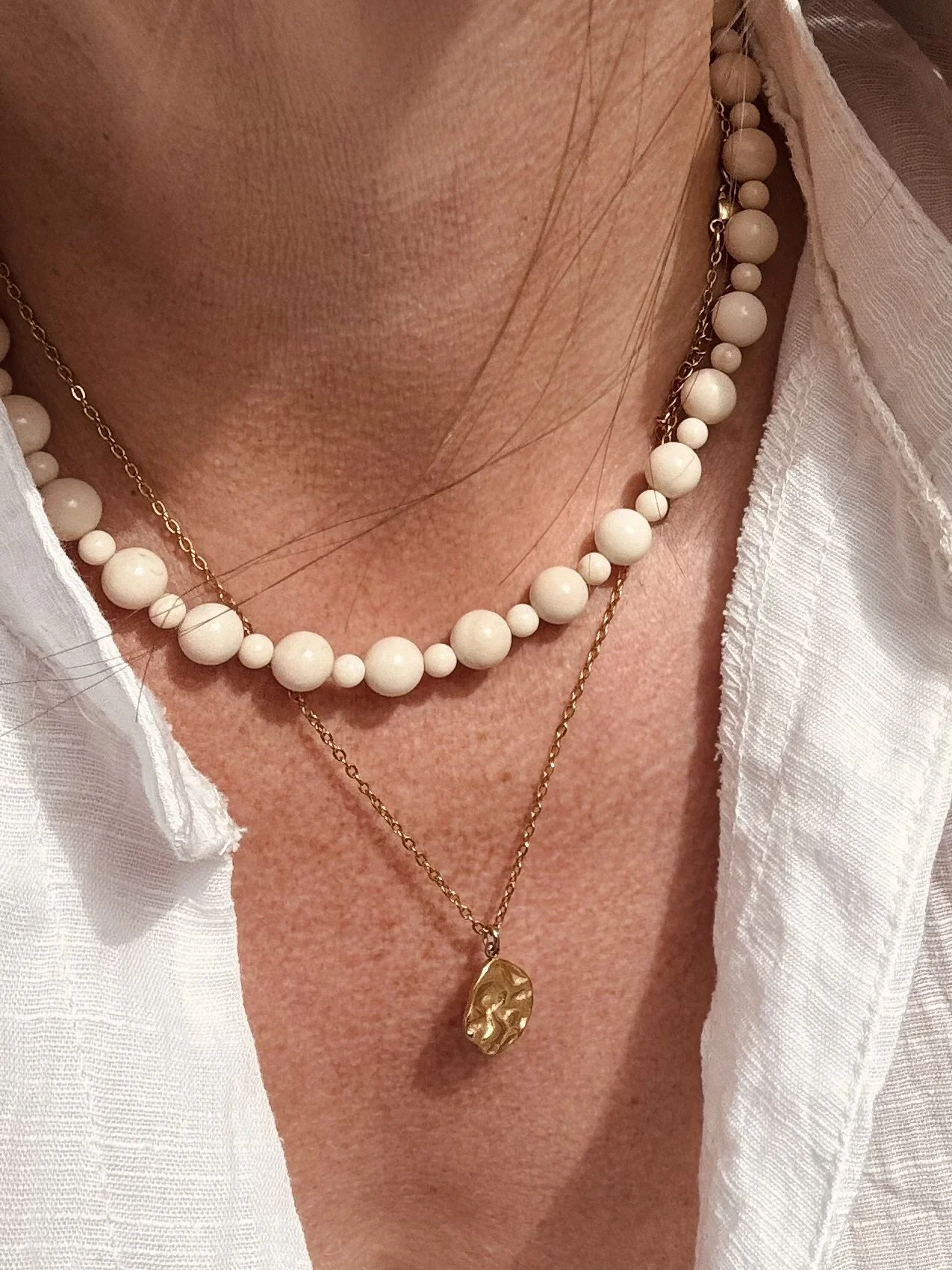 Neutral Stone Beaded Necklace