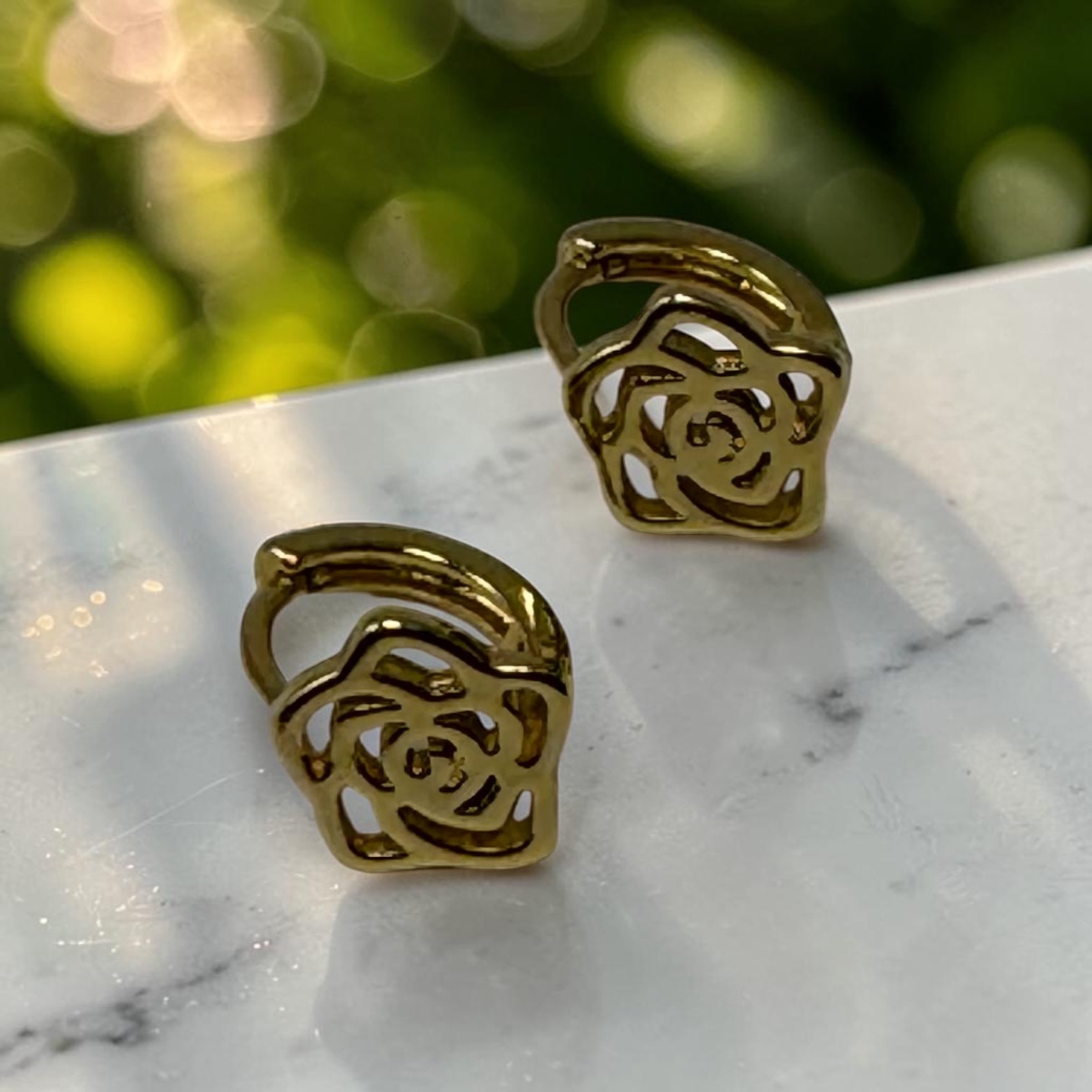 18k Gold Plated Mini Rose Huggie Hoops