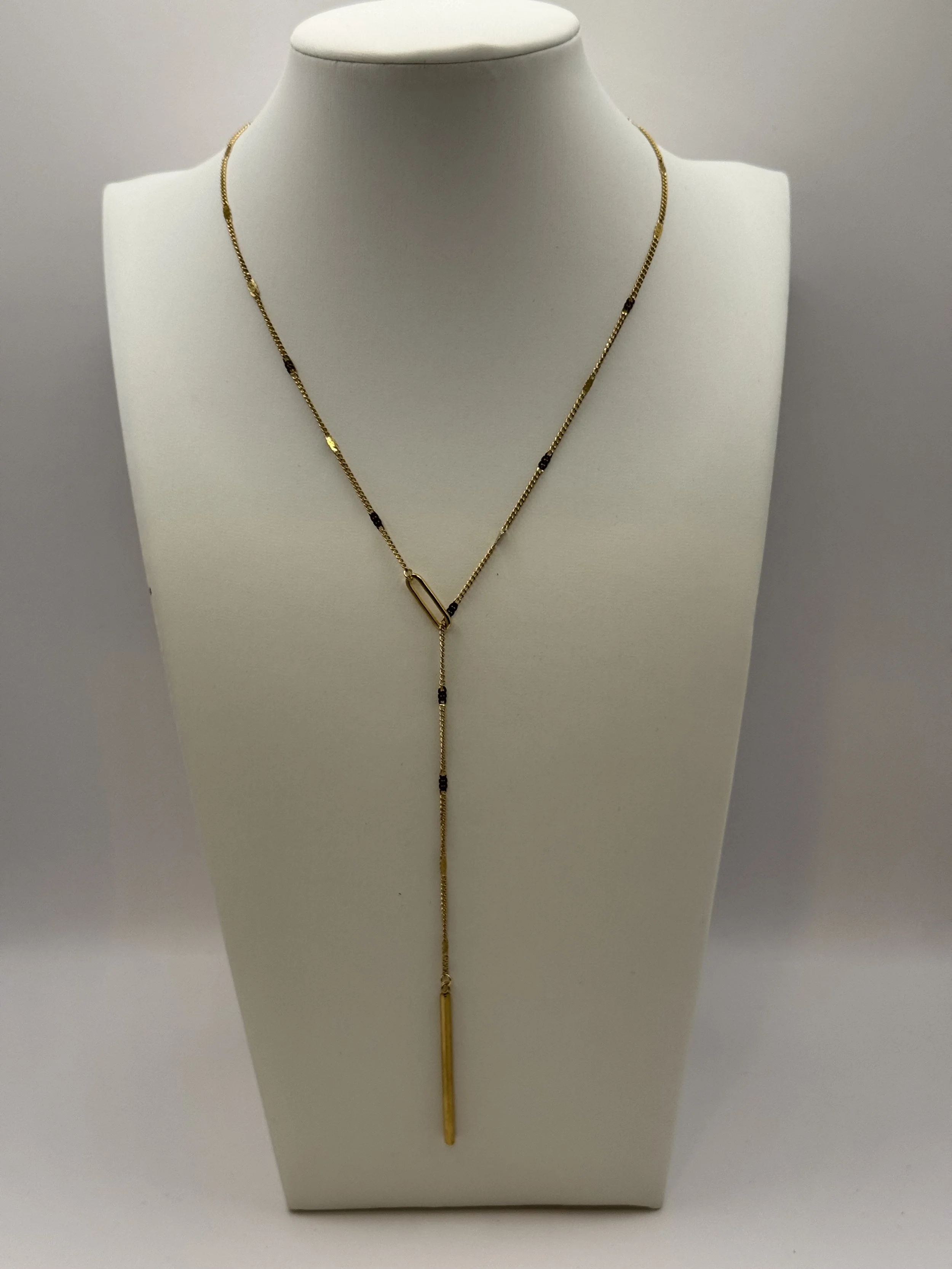 Lariat Necklace with Drop Bar Pendant