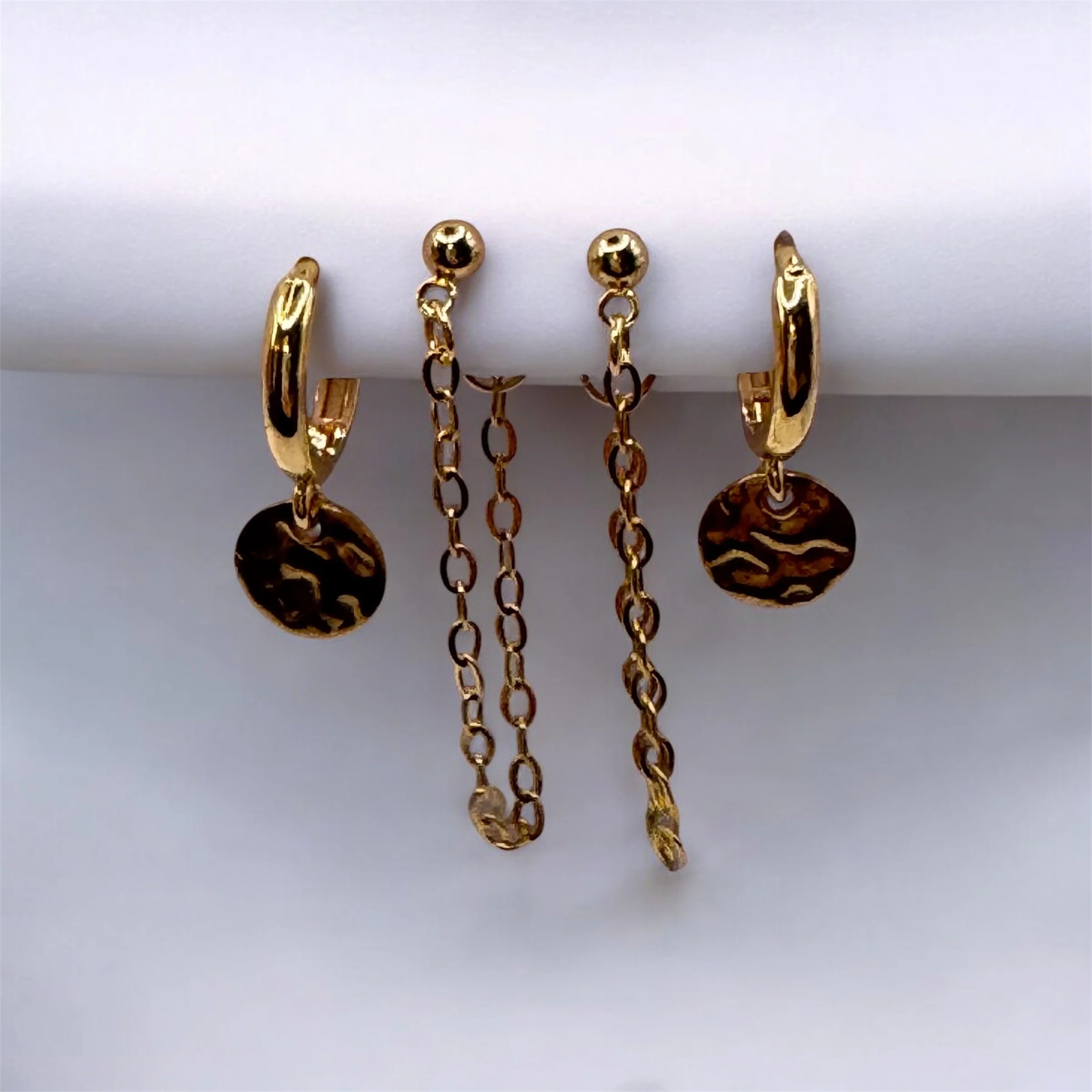 Chain and Disc Earring Set