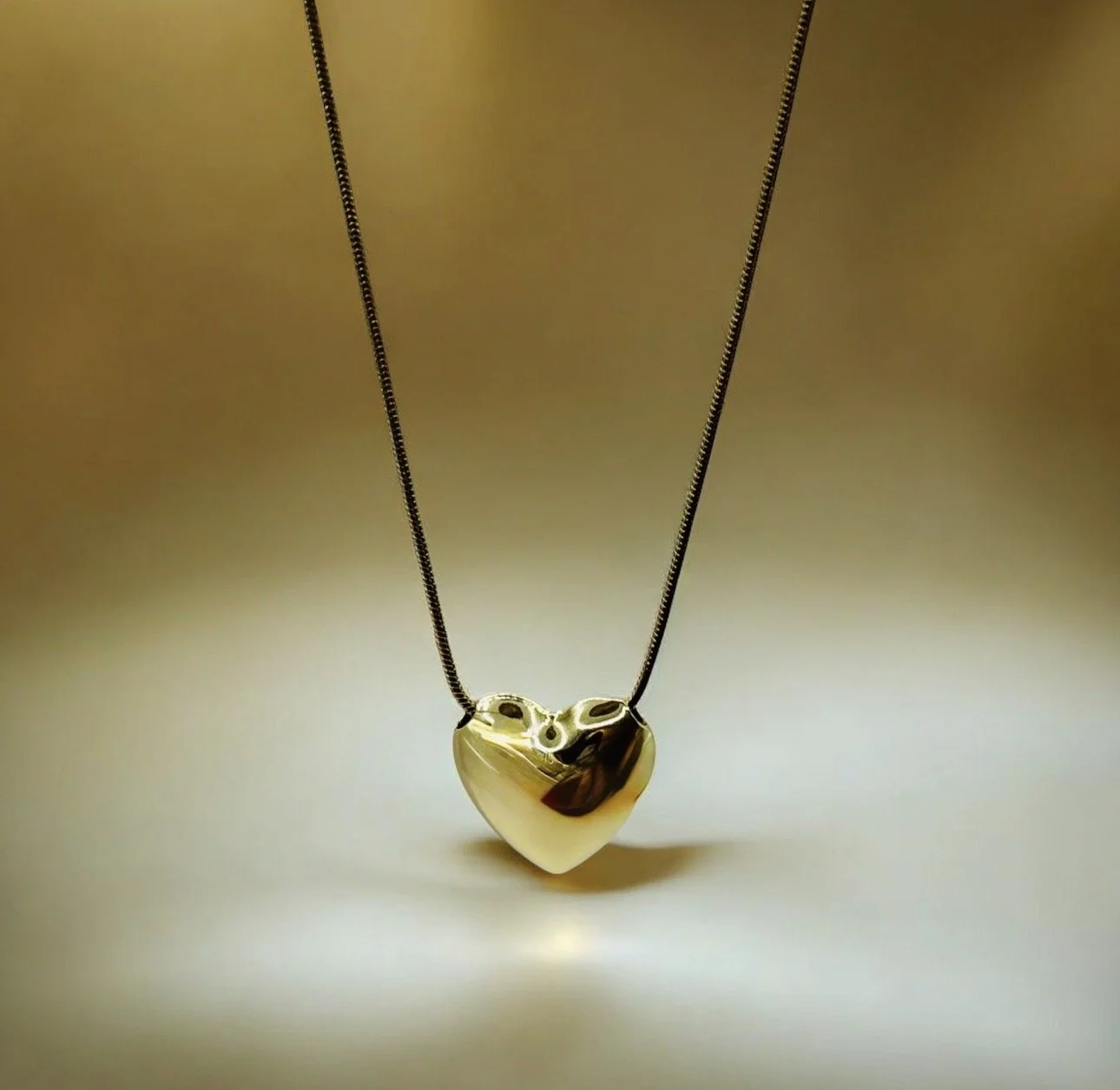 18k Gold Plated Puffy Heart Necklace