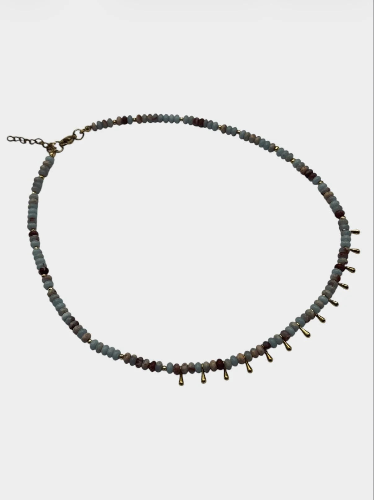 Ocean Blue and Gold Summer Drop Necklace