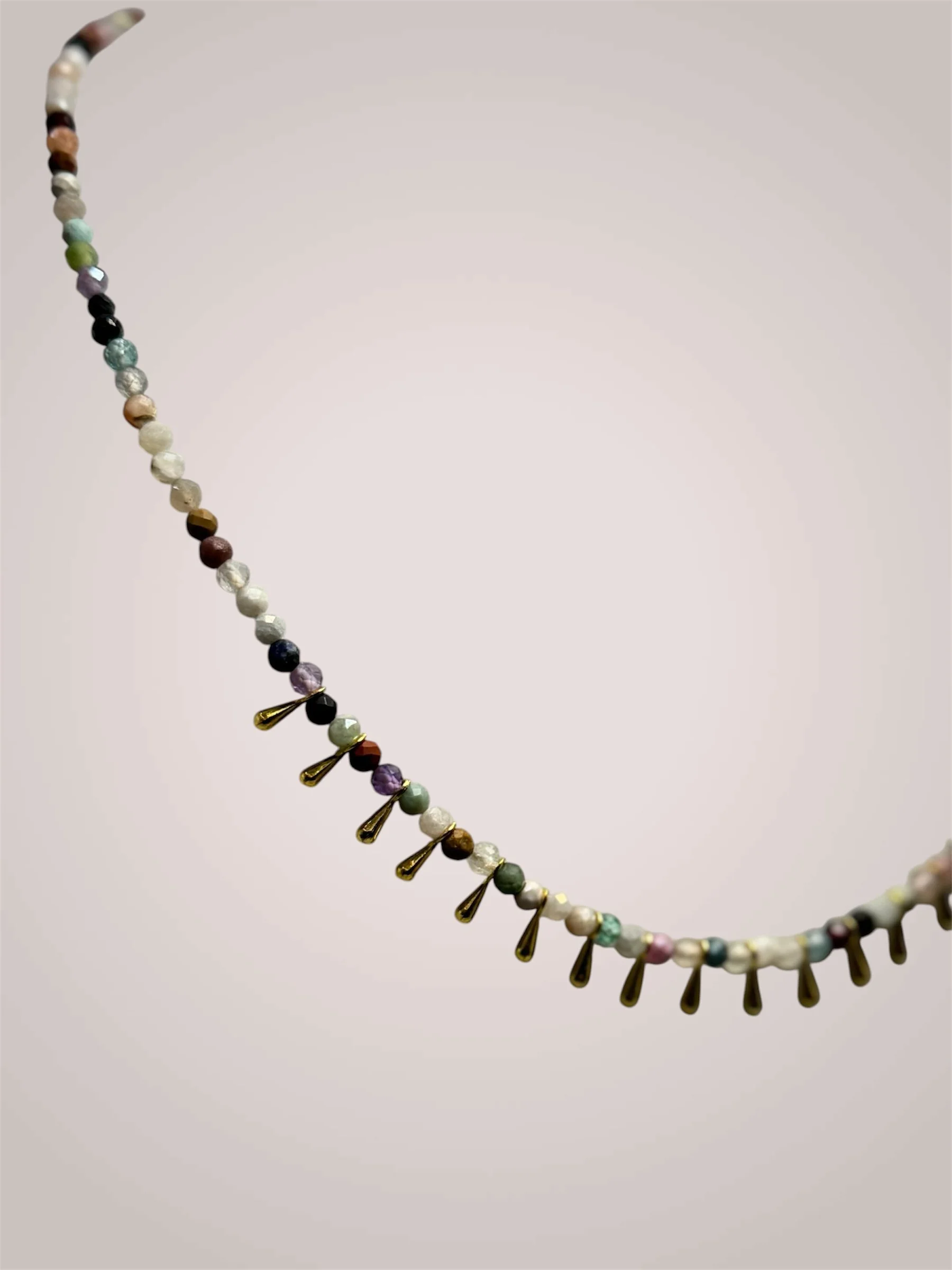 Tourmaline and Gold Drop Summer Necklace