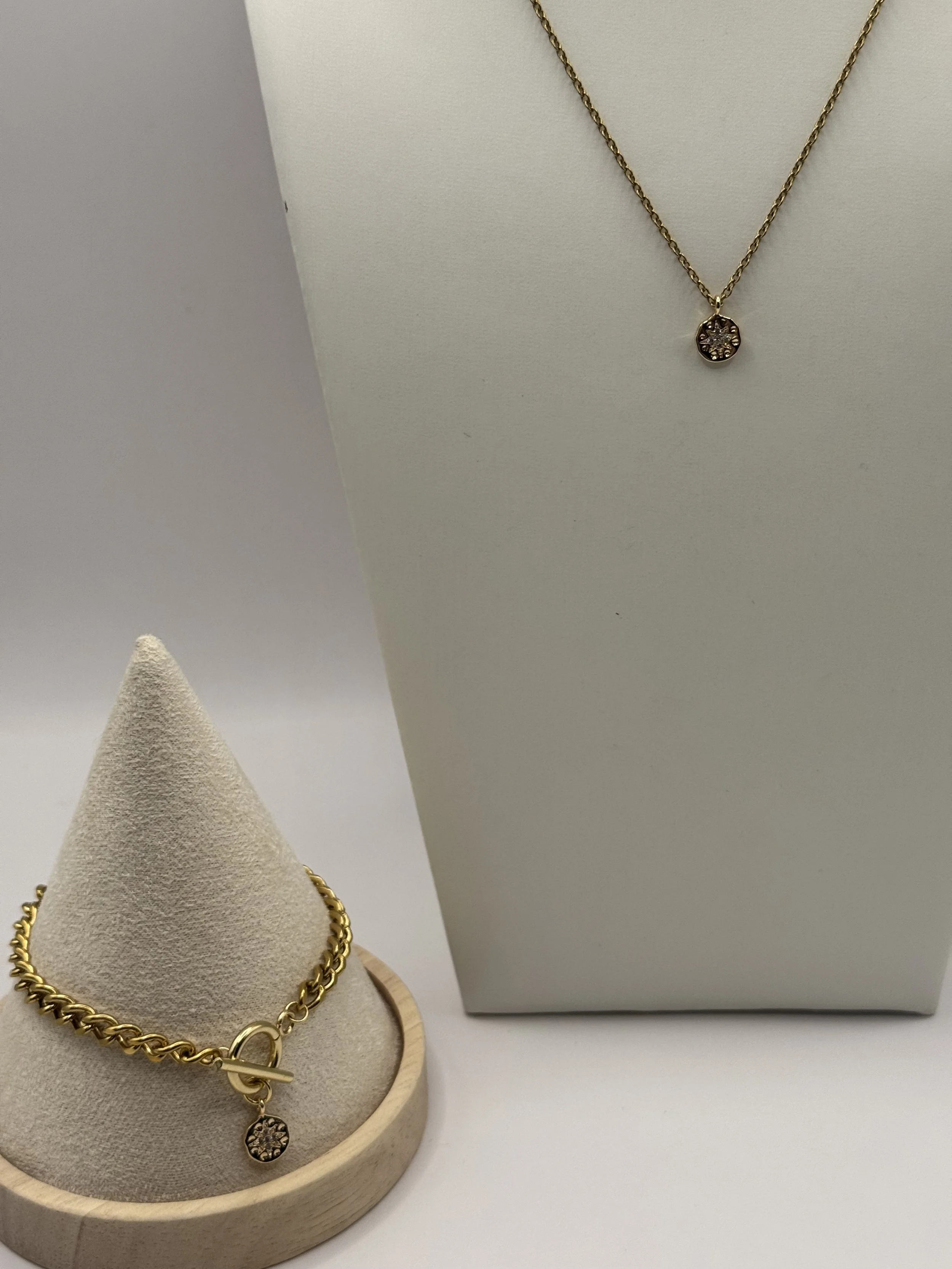 Starburst Charm Necklace and Bracelet Set