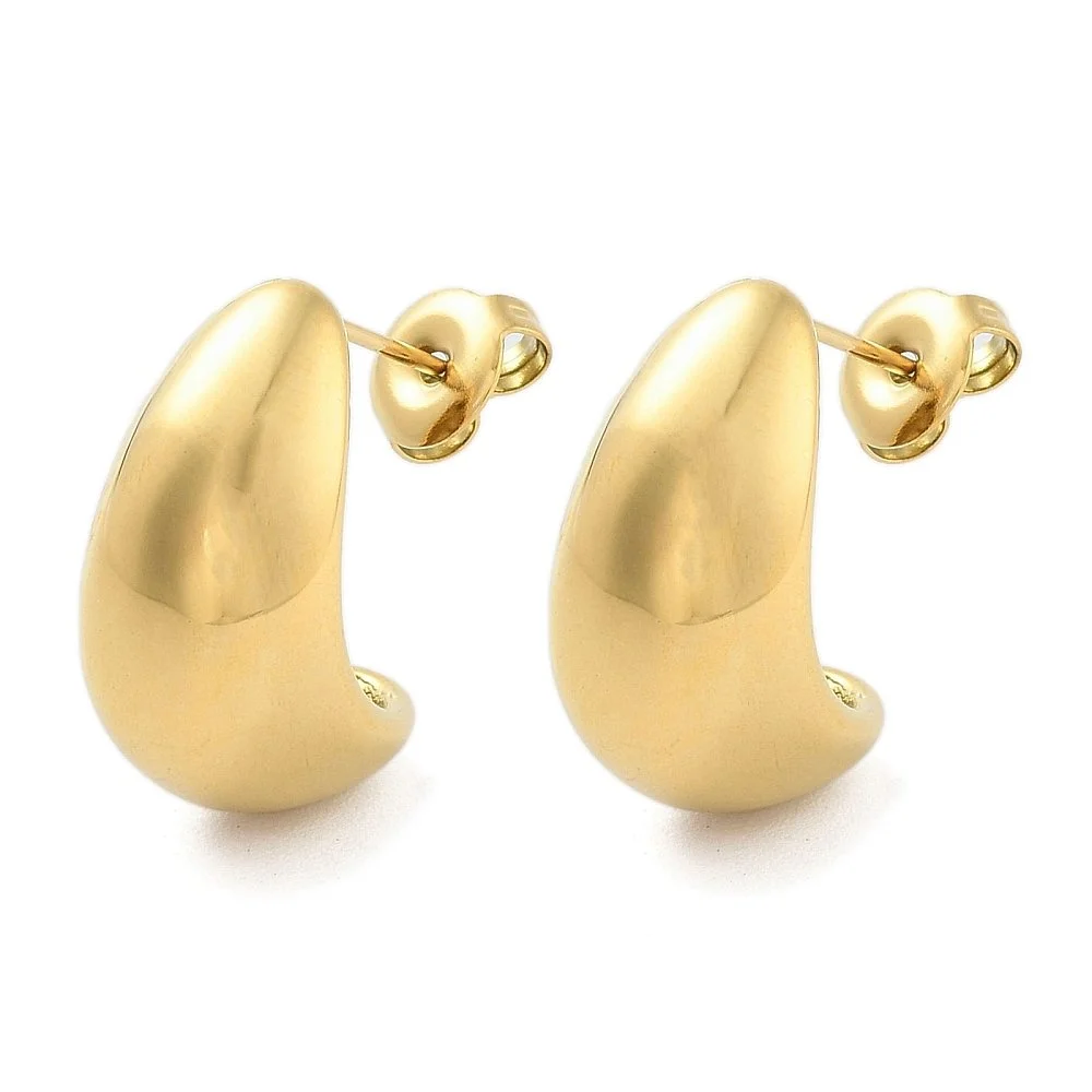 14k Gold Plated Teardrop Half Hoop Earrings
