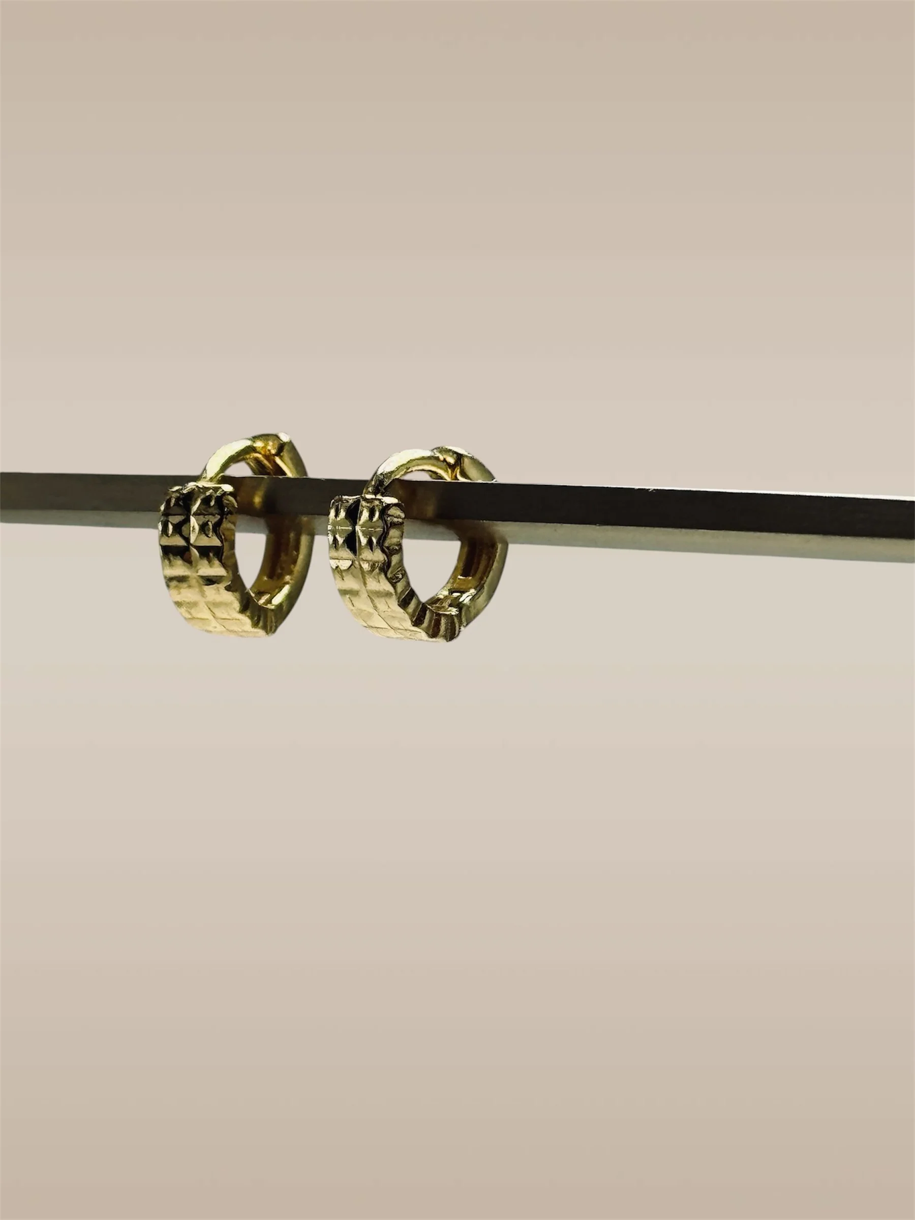 18k Gold Plated Textured Huggie Hoops