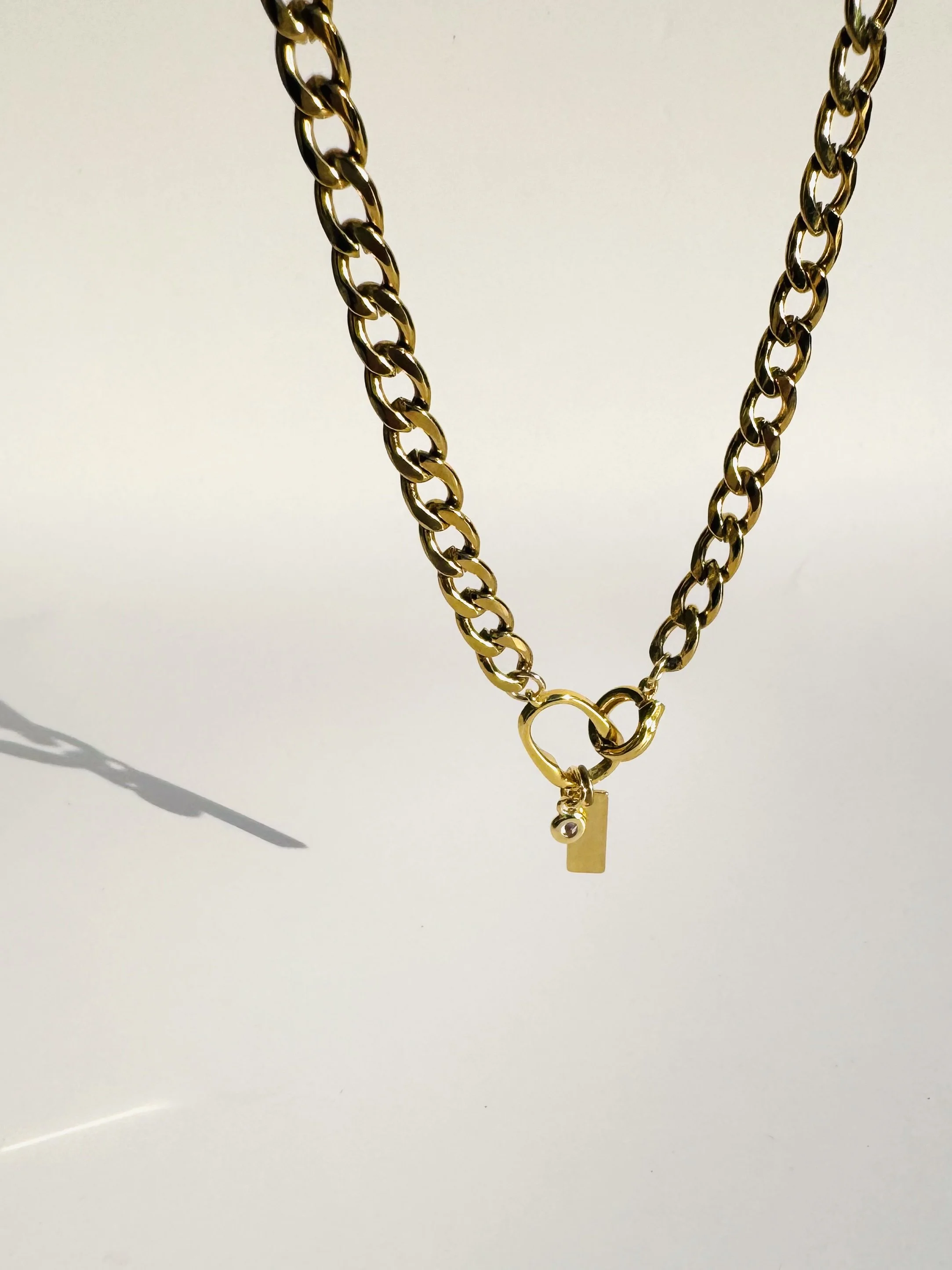 18k Gold Plated  Curb Chain Necklace with Charms