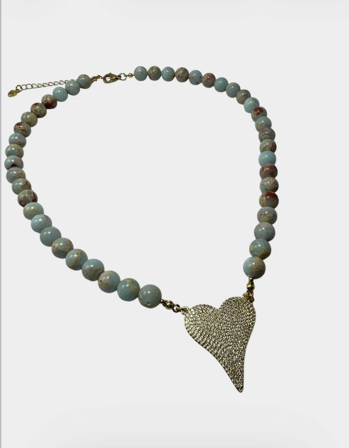Ocean Blue Jasper & Cubic Zirconia Heart Necklace