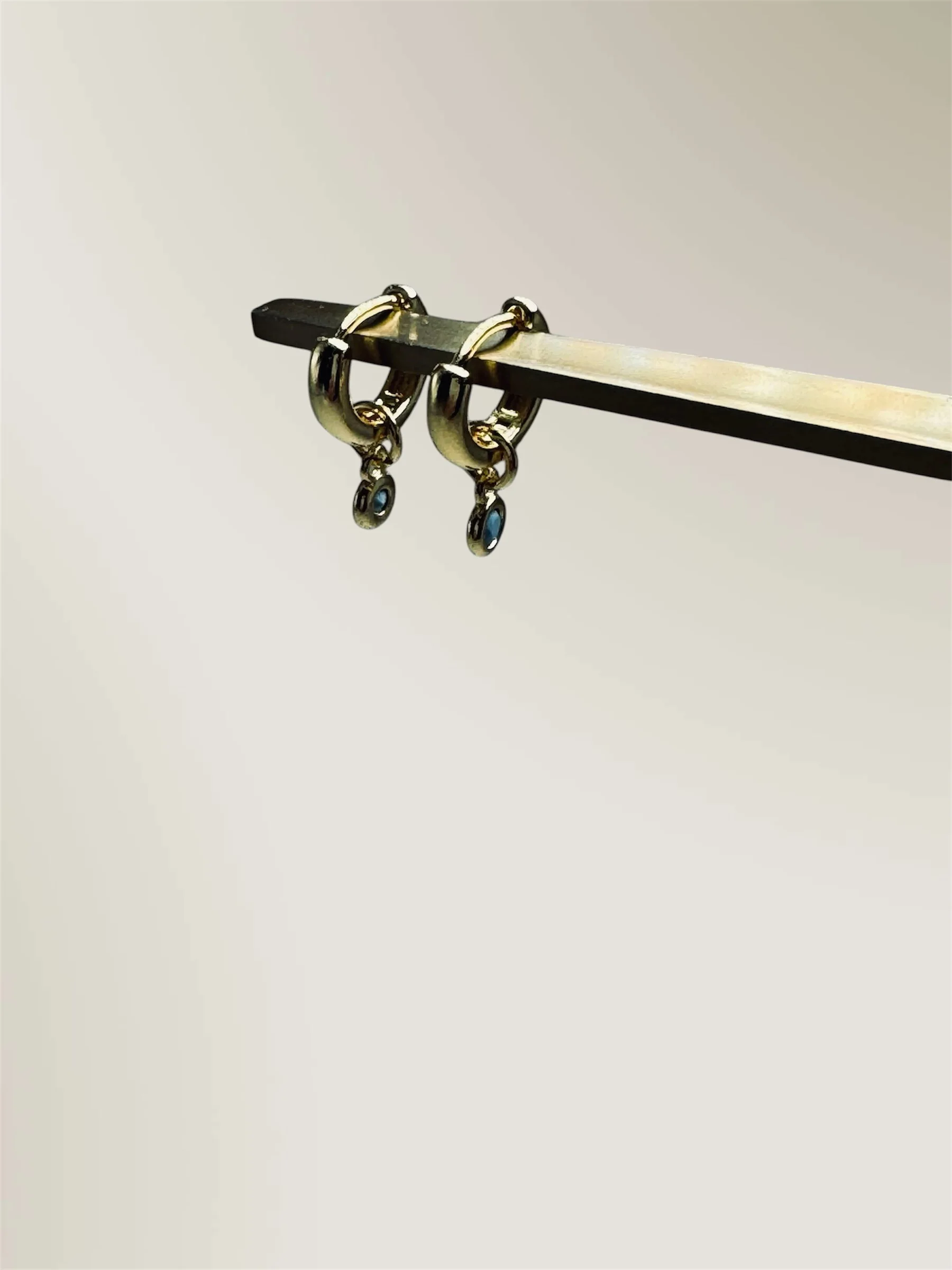 Turquoise Charm Gold Hoops