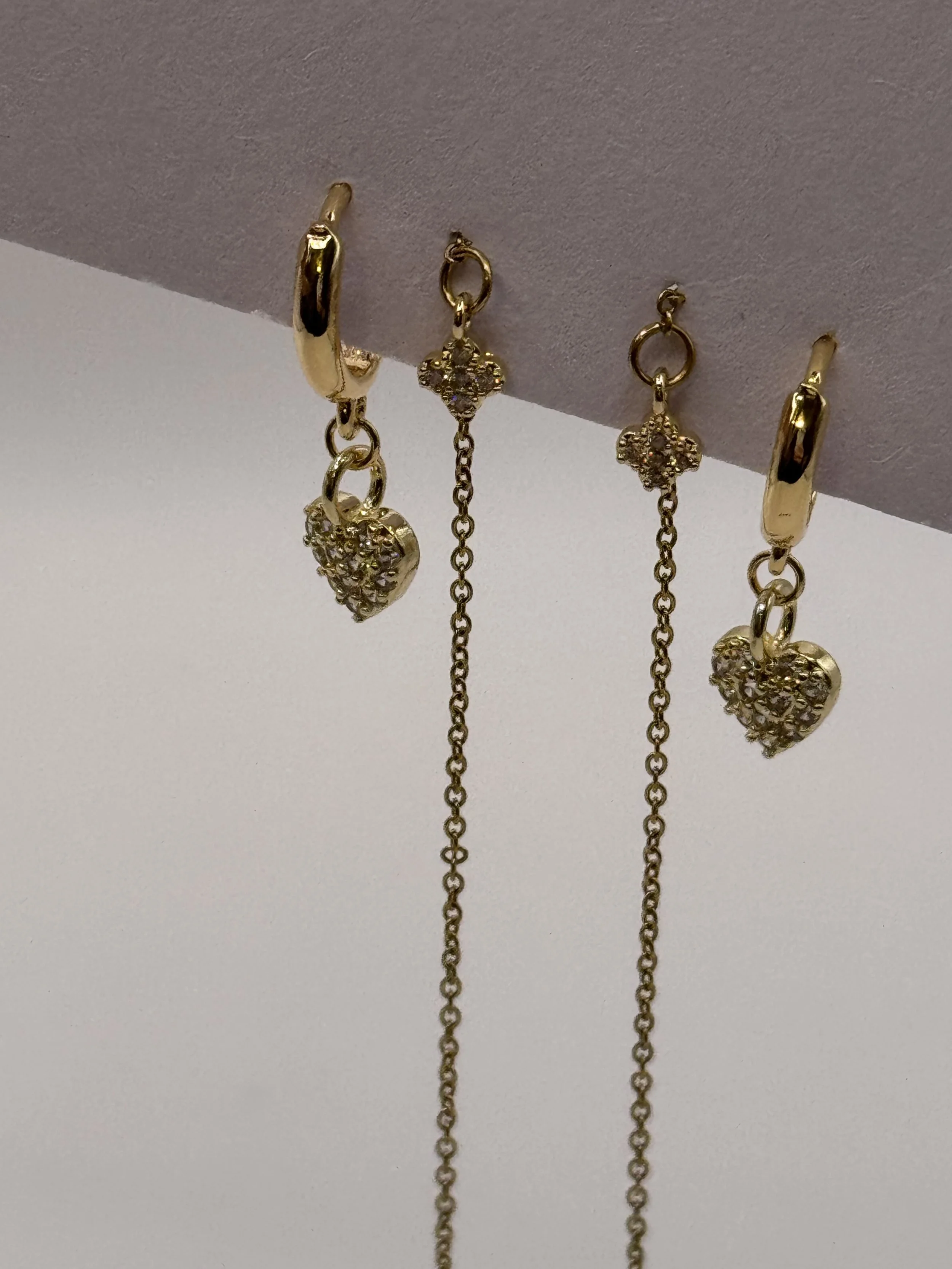 Sparkle Heart and Clover Earring Set