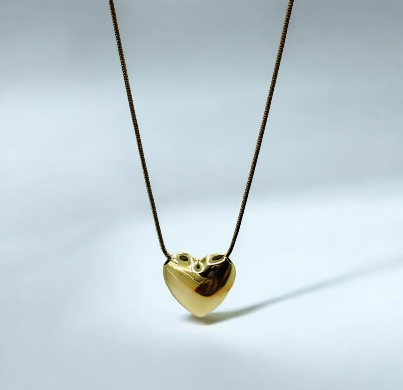 18k Gold Plated Puffy Heart Necklace
