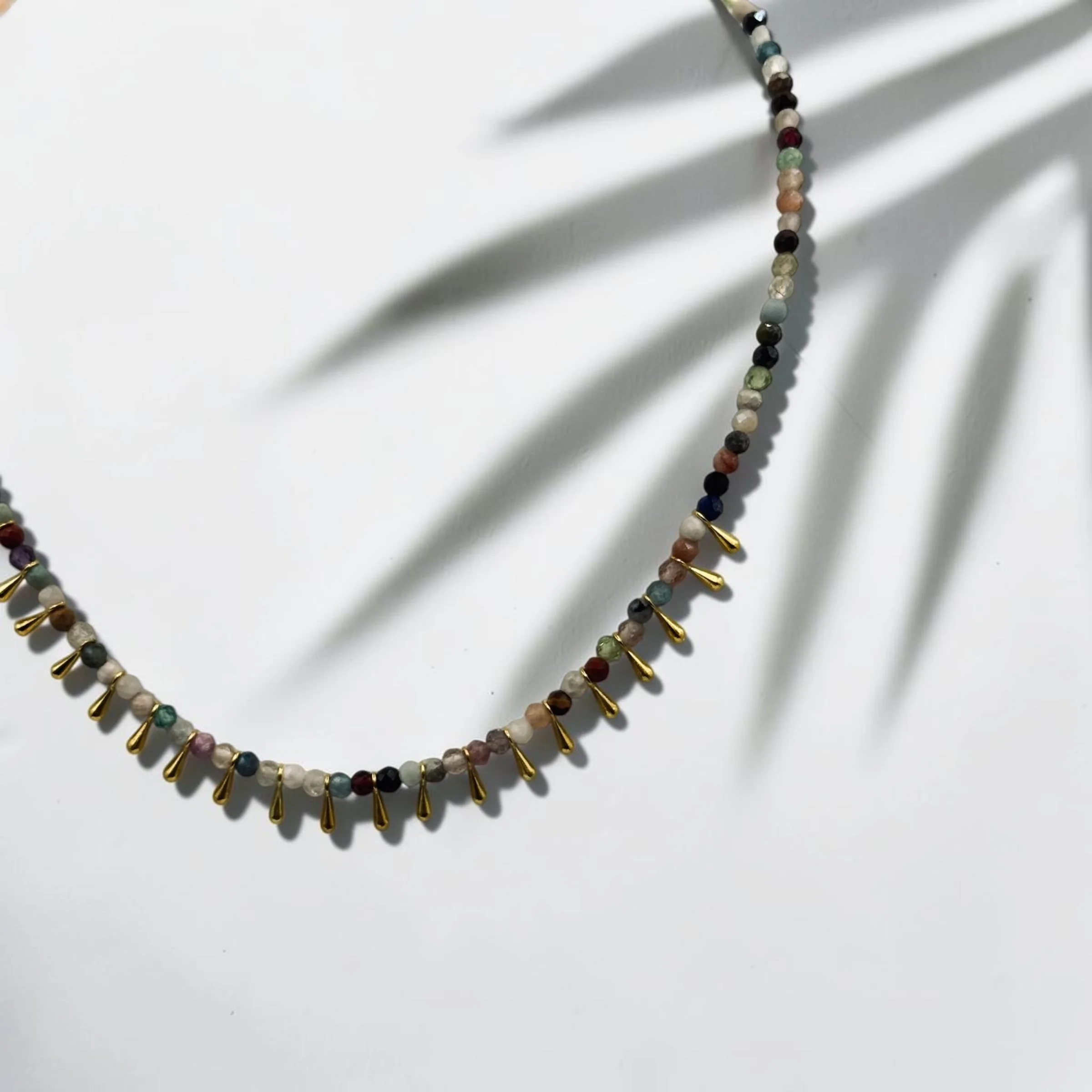 Tourmaline and Gold Drop Summer Necklace