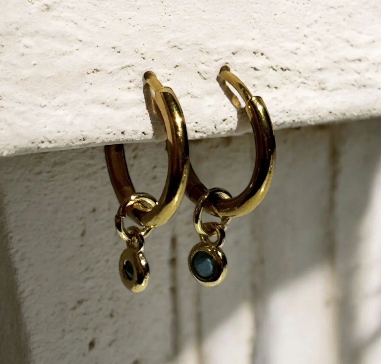 Turquoise Charm Gold Hoops