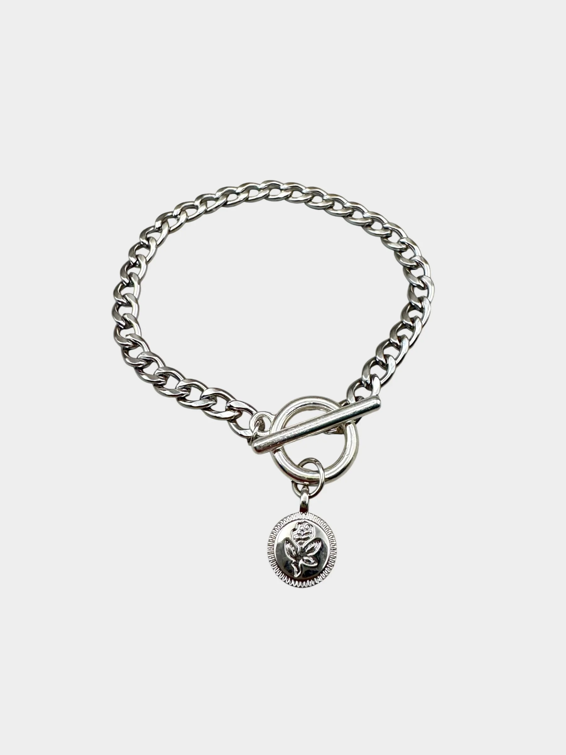 Silver Curb Chain Bracelet with toggle clasp