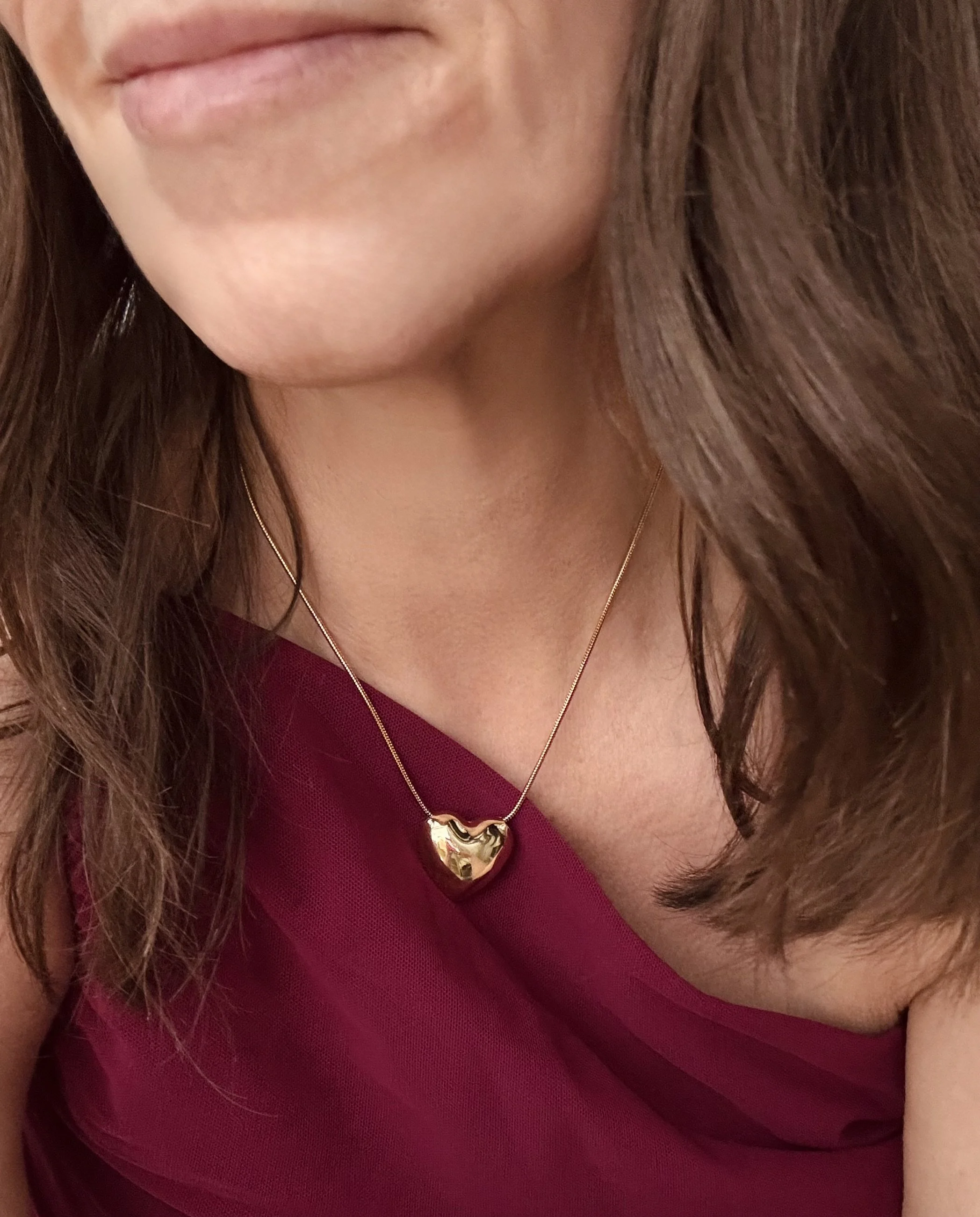 18k Gold Plated Puffy Heart Necklace