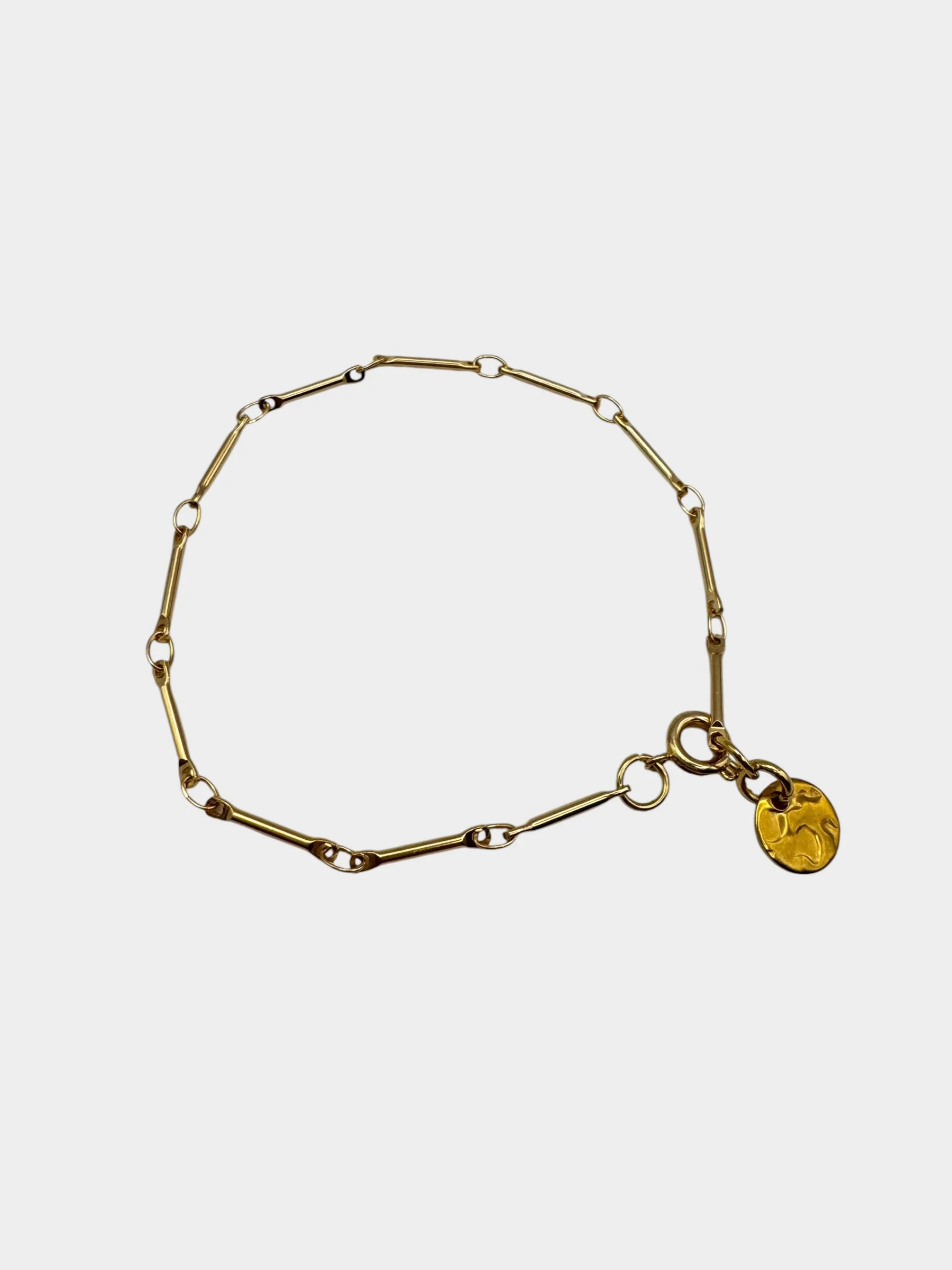 Link Bar Bracelet with Textured Charm