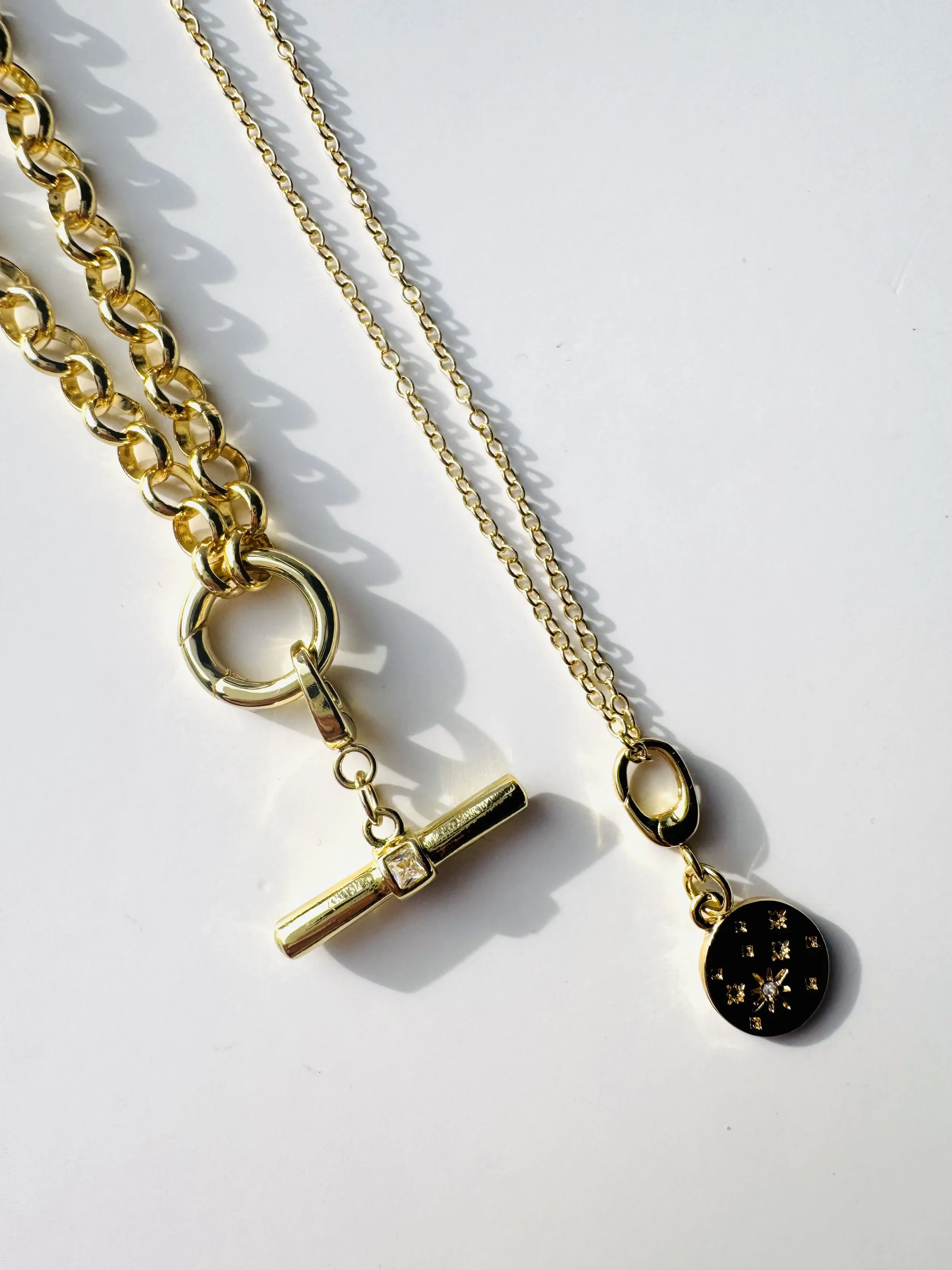Rolo Necklace Set- T bar & Star Charms