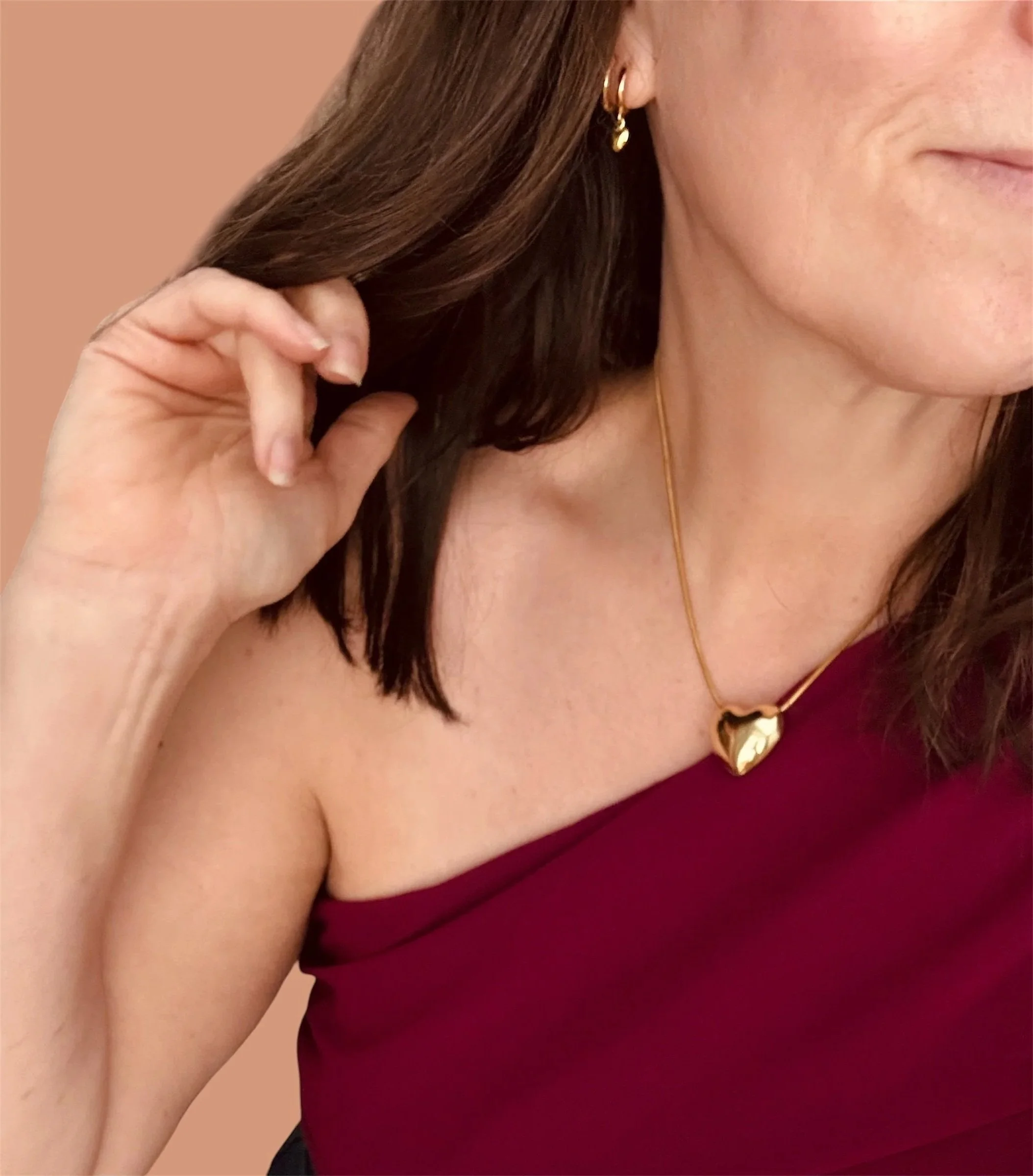 18k Gold Plated Puffy Heart Necklace