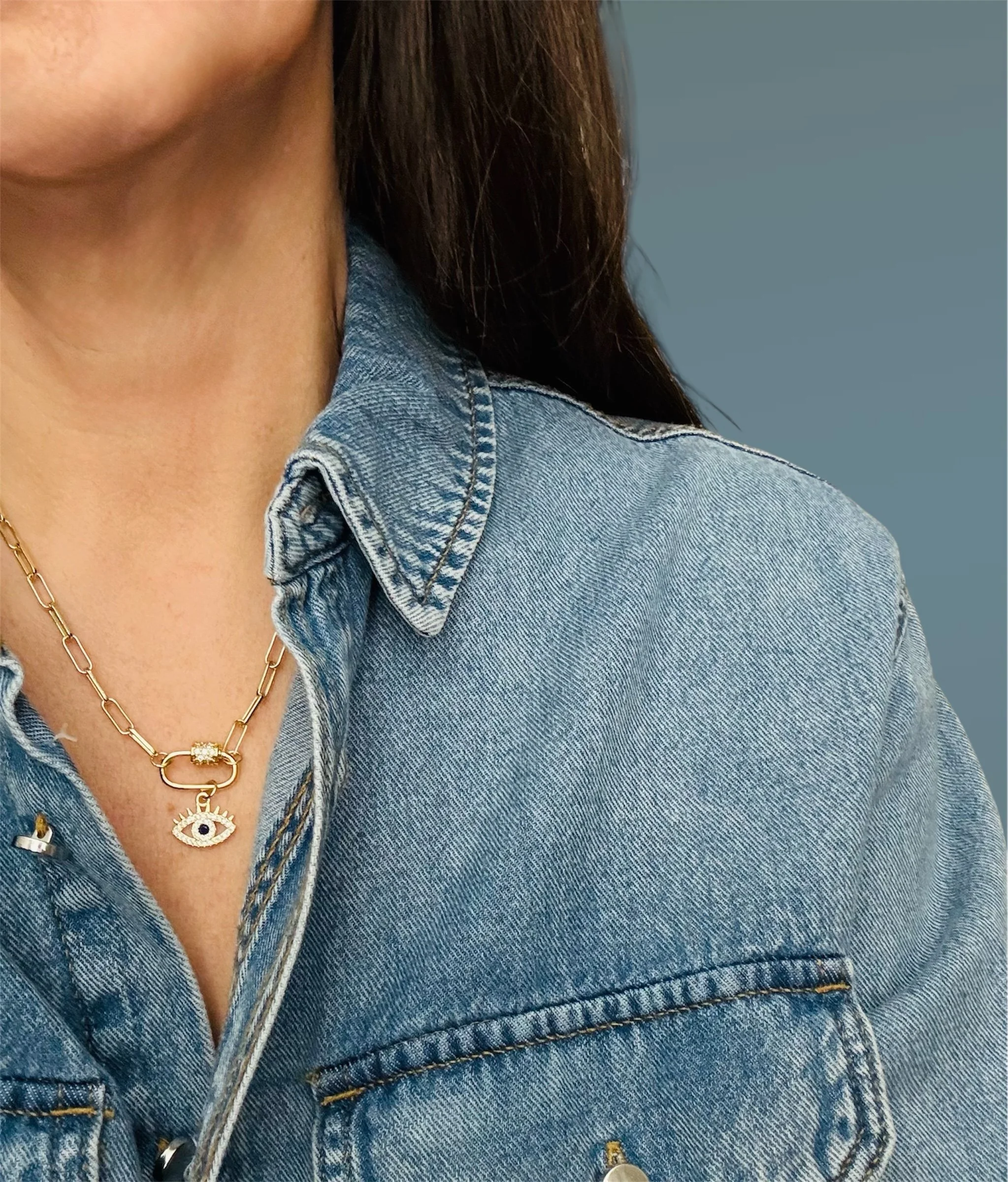 Paperclip and Baby Lock Charm Chain with Charm