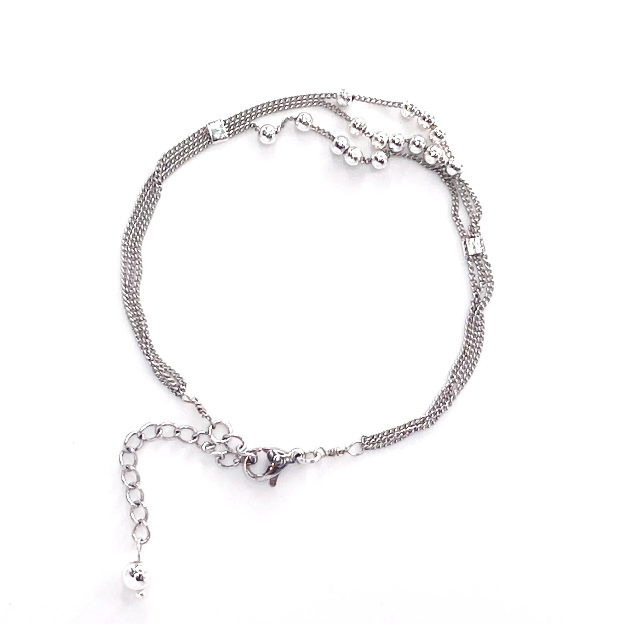 Stacking Bead Silver Bracelet