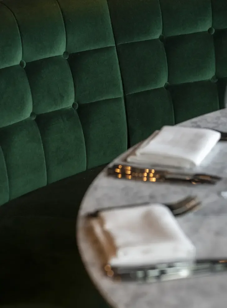 Banquette seating upholstery detail