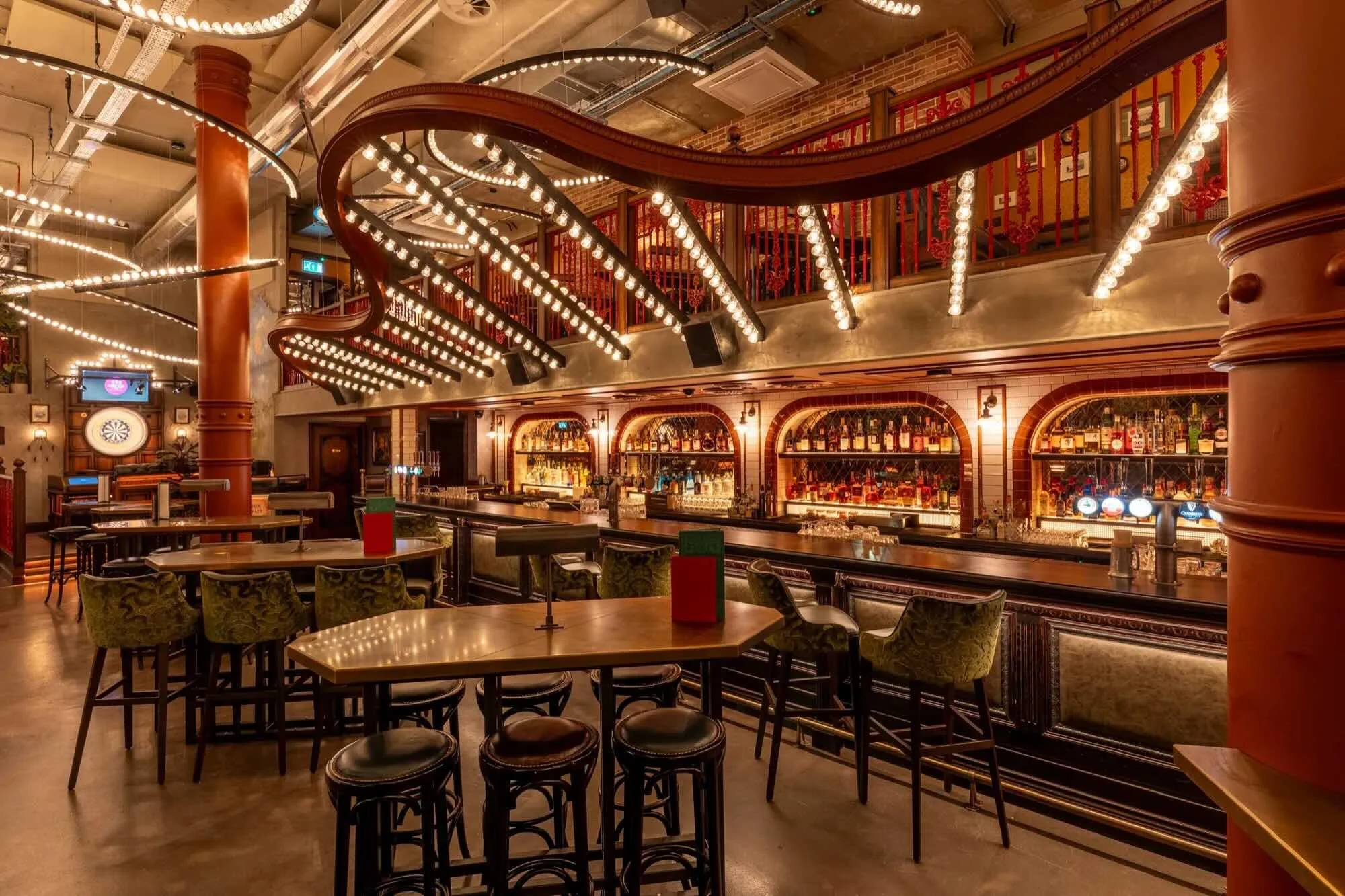 Flight Club Liverpool interior design by Studio Hayes — hospitality and competitive socialising venue