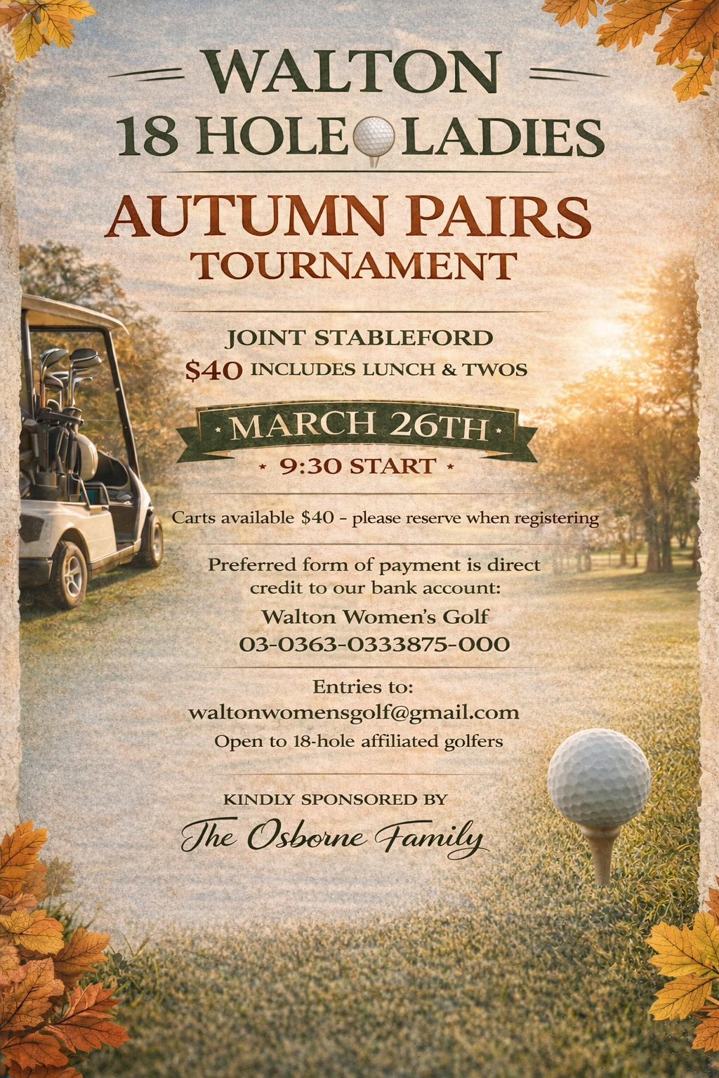 Ladies Autumn Pairs Tournament