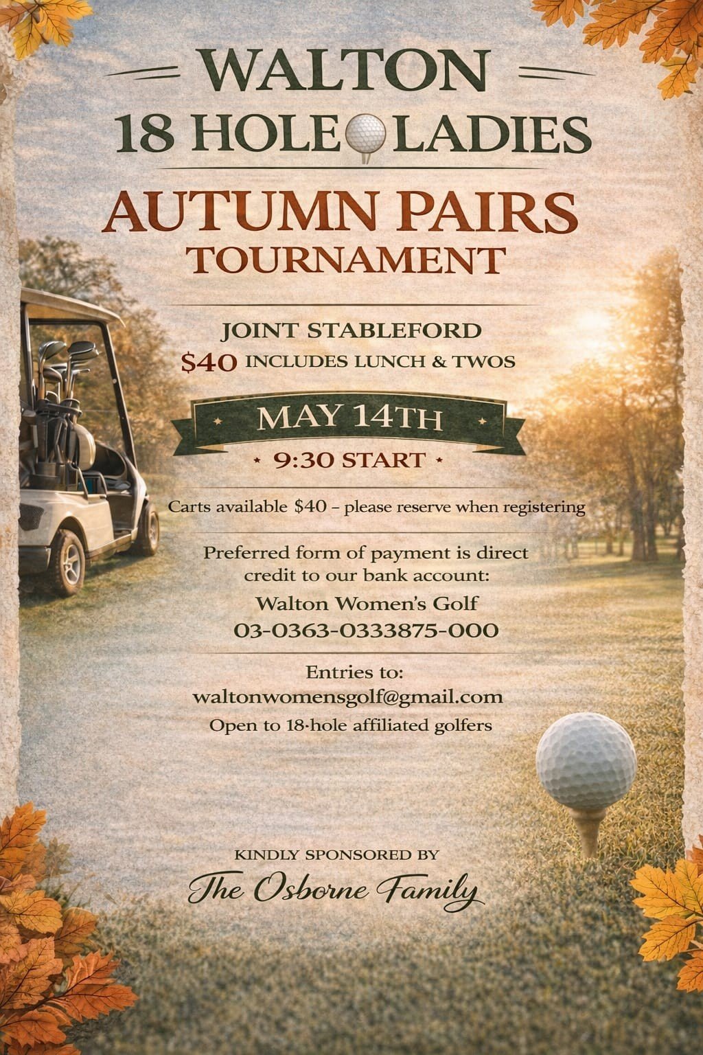 18 Hole Ladies Autumn Pairs Tournament