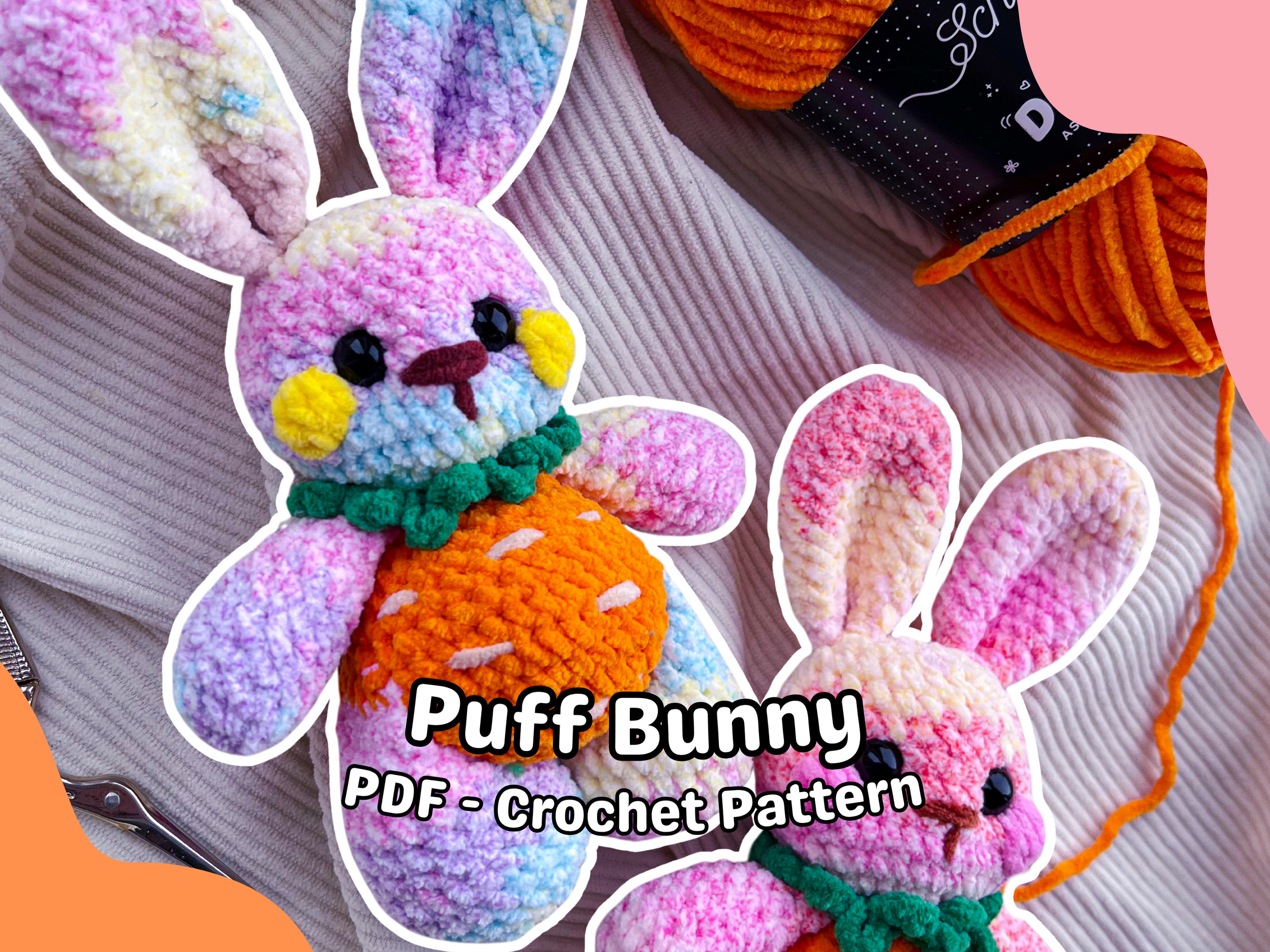 Bunny Carrot Puff Crochet Pattern, Easter Animal Amigurumi, Etsy Digital PDF