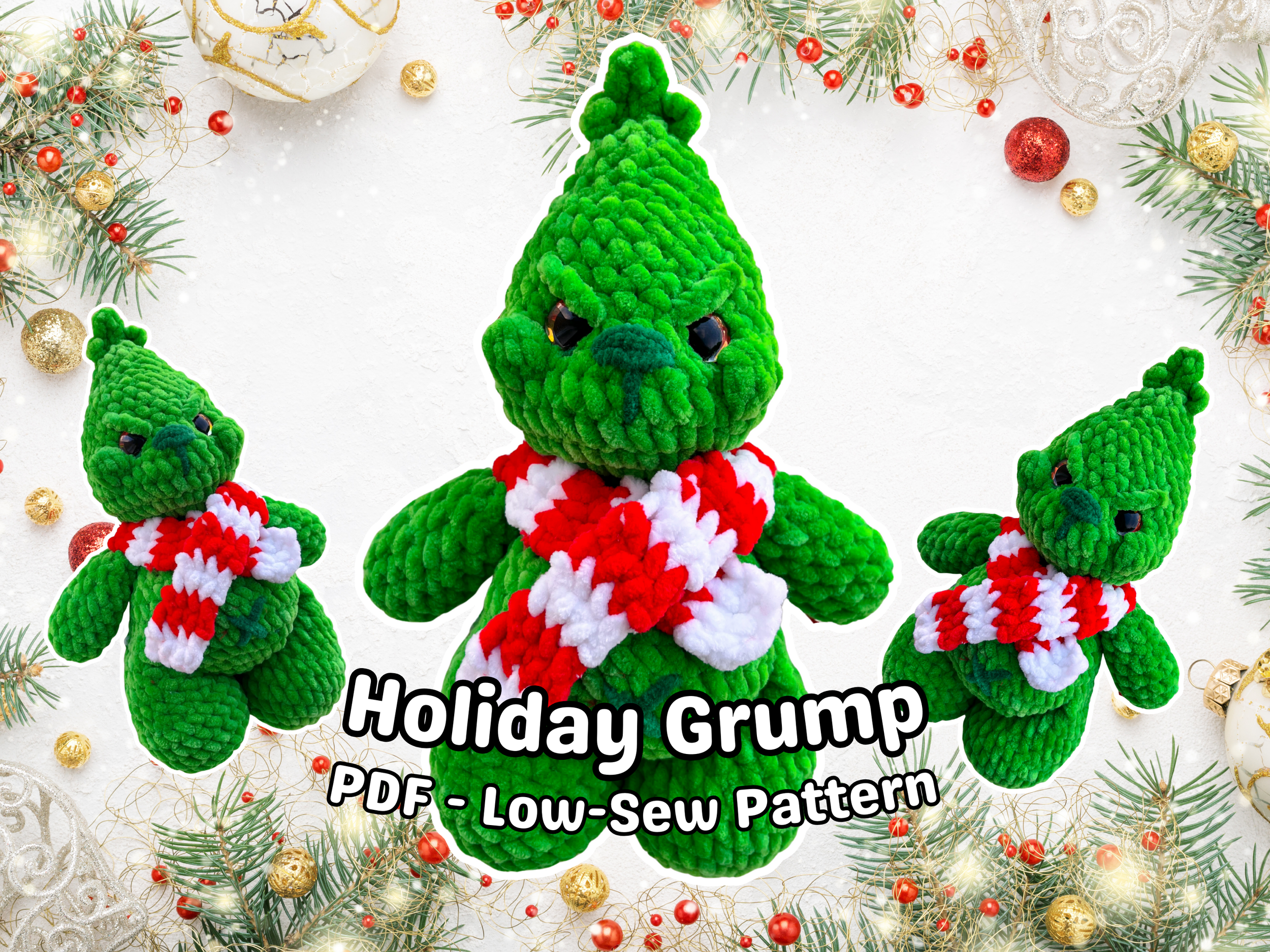 Digital PDF crochet Amigurumi Pattern by FibreFables - The Holiday Grump - Puff Bear Mod