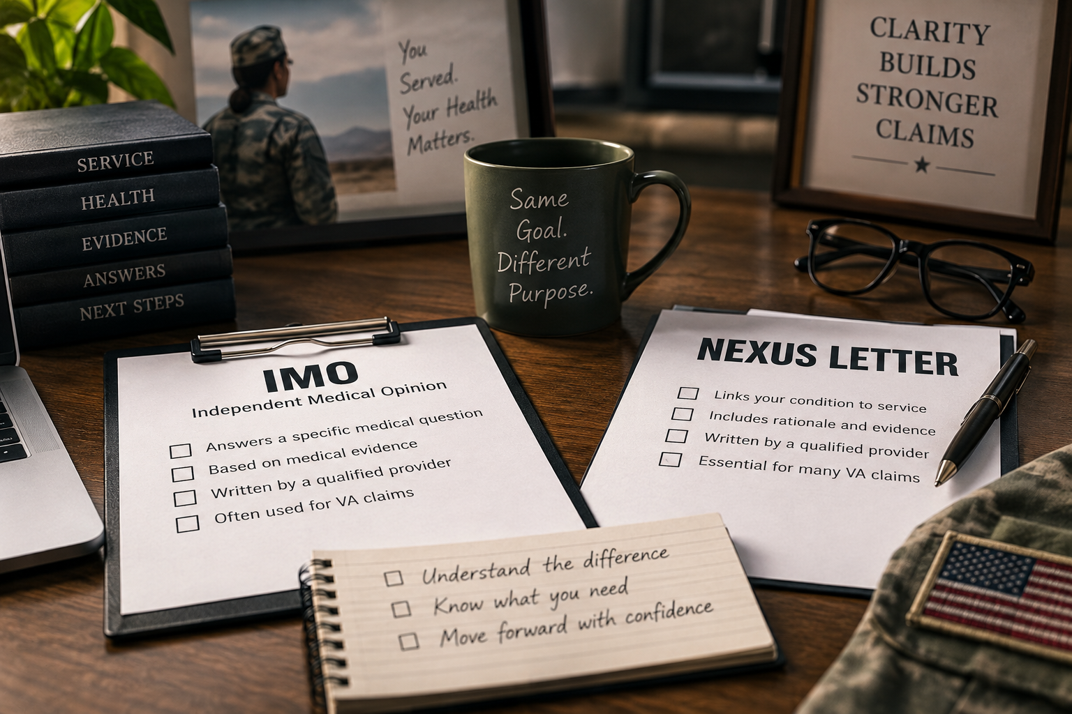 two clip boards looking at the difference between VA Nexus and IMO