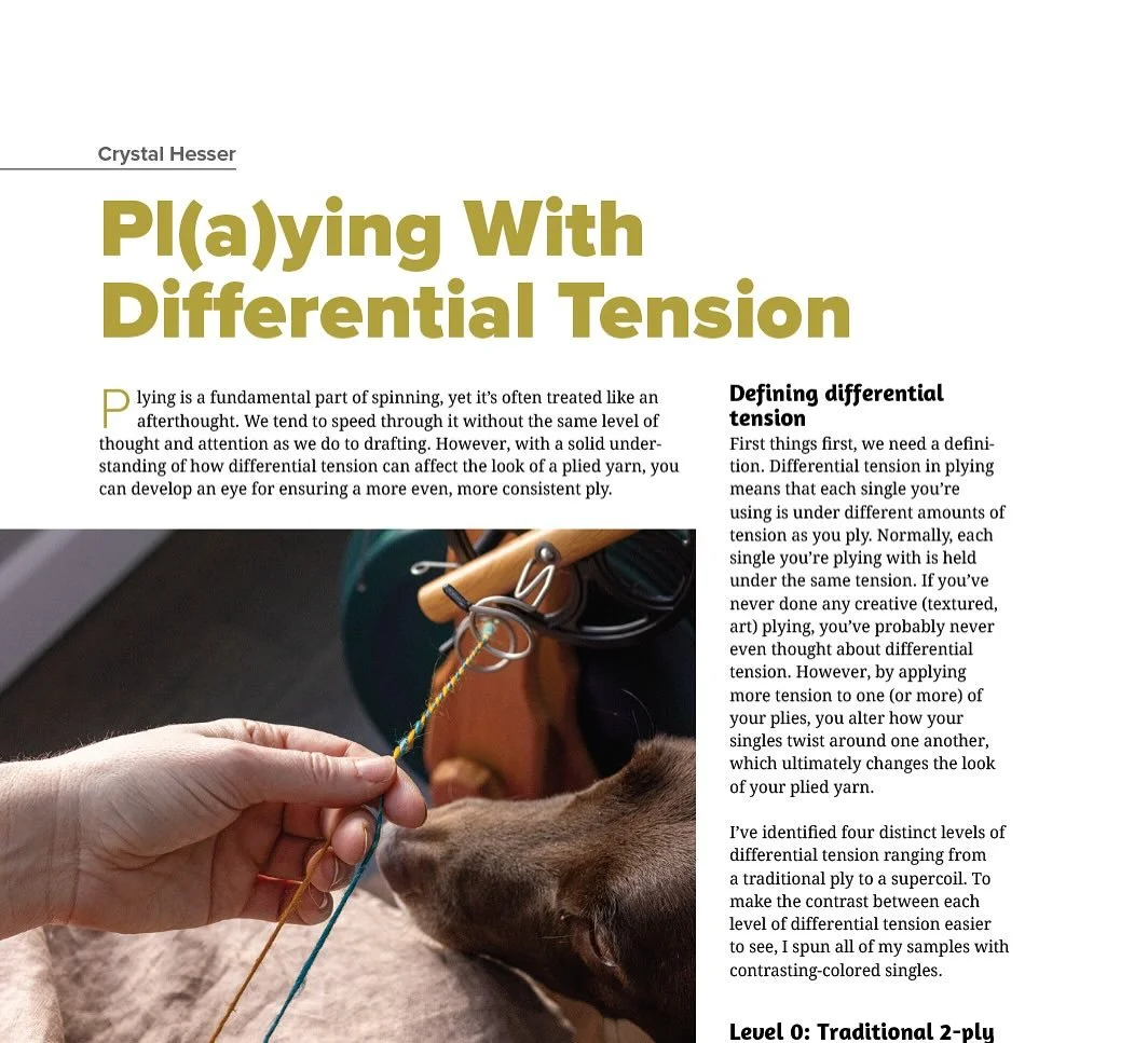 The Tension issue of Ply Magazine is out now and I&rsquo;m so excited to be included in it. My article is all about Differential Tension when plying and how slight changes in how you tension your singles can dramatically change the look of your plied