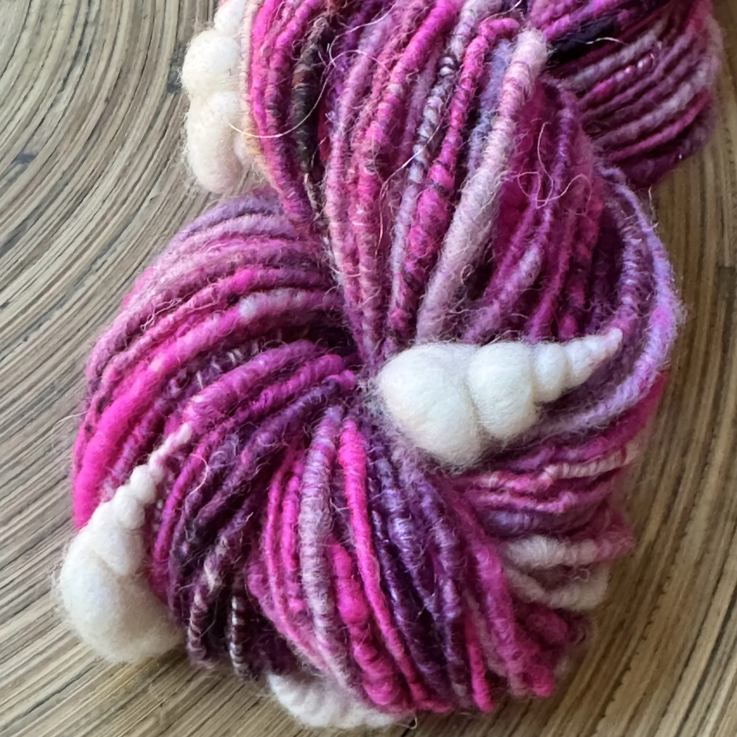 ‘Poppy Peony’ Handspun Art Yarn