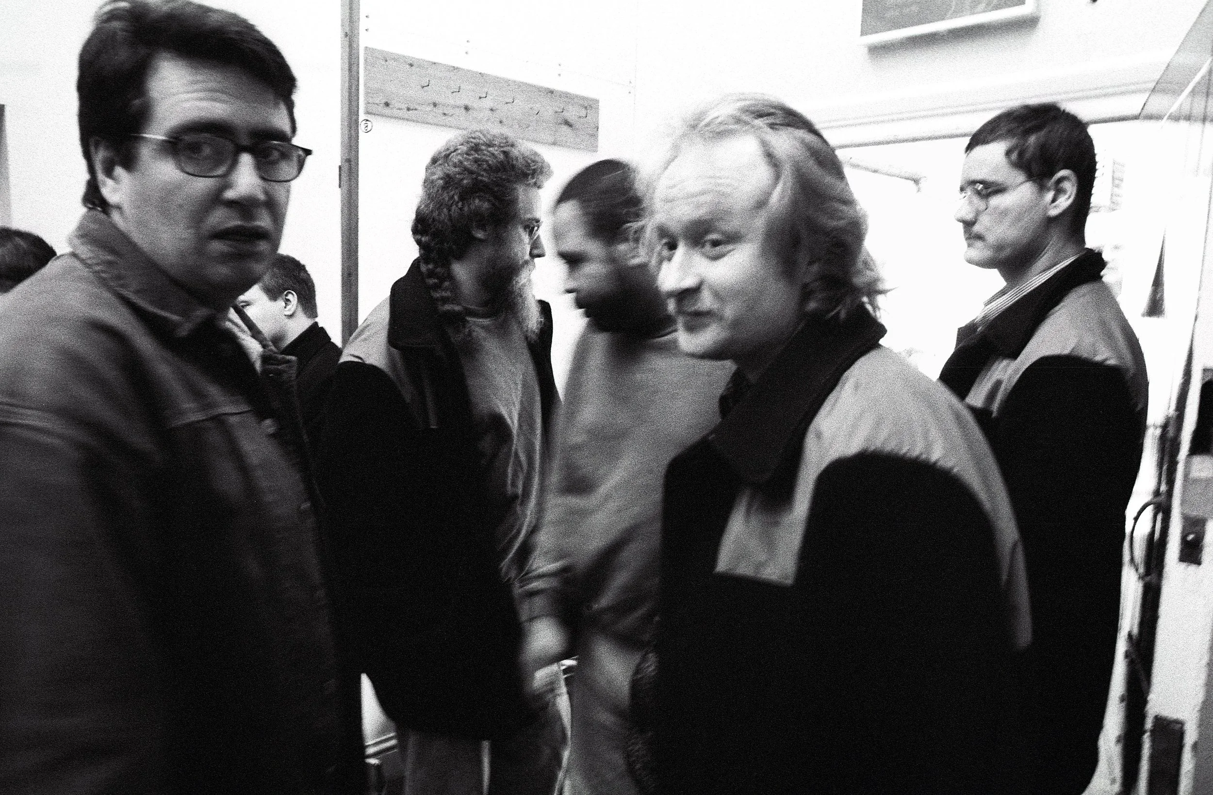 THE DIRECTOR STEPHEN POWELL, LEFT, WITH LEN O'SHEA AND OTHER INMATES IN THE PRISON’S GREEN ROOM