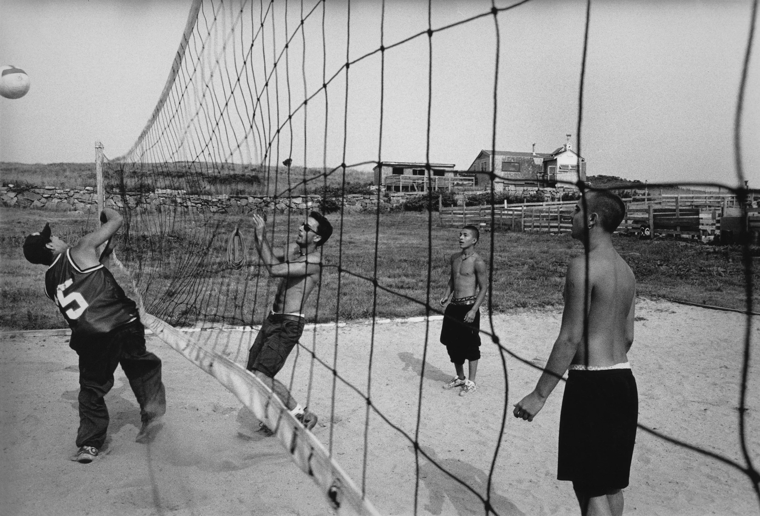  MORNING BASKETBALL; POSITIVE ADRENALIN FOR THE DAY.&nbsp; THE ANIMAL PENS AND THE MAIN BUILDING ARE IN THE BACKGROUND.&nbsp; REGULATED SPORT WAS ALSO NOVEL FOR THE BOYS 