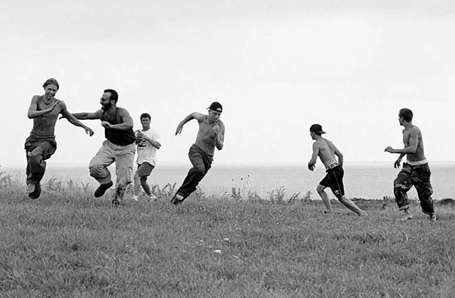   ‘A STOP-ACTION TABLEAU FOR THE PENIKESE AGES’ (LINEAWEAVER)    Director Toby Lineaweaver, centre, put this picture in a letter to benefactors, below, describing one boy’s journey towards completing the course. &nbsp;Some parts are omitted      The 
