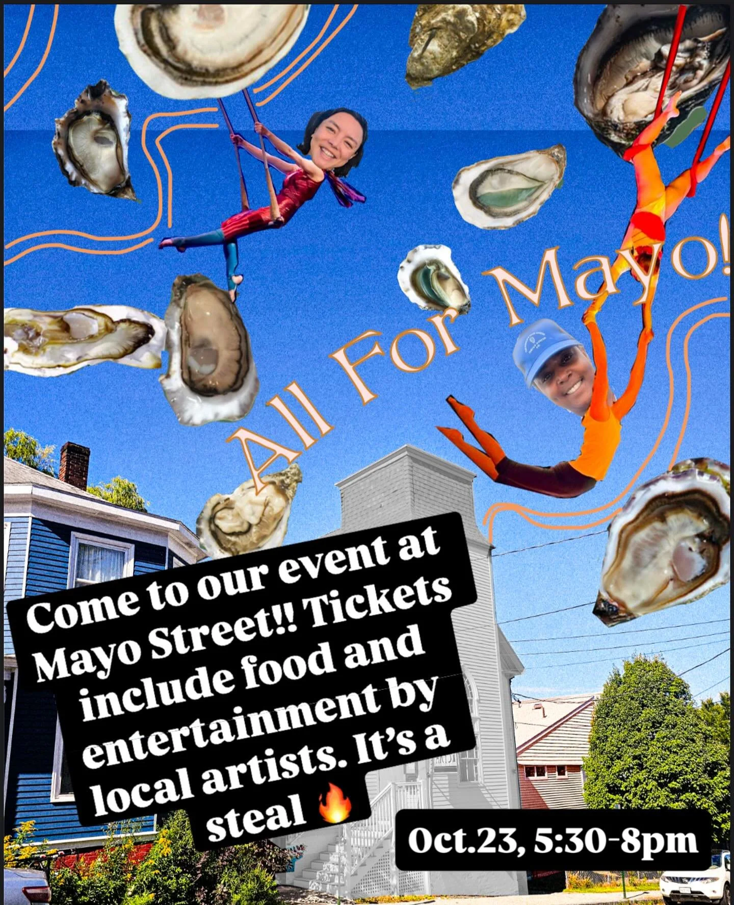 https://www.mayostreetarts.org/allformayo

On Thursday, October 23, 2025, from 6:00 PM to 8:00 PM, Mayo Street Arts invites the community to gather for &ldquo;All for Mayo!&rdquo;, a lively and heartfelt fundraiser to benefit one of Portland&rsquo;s 