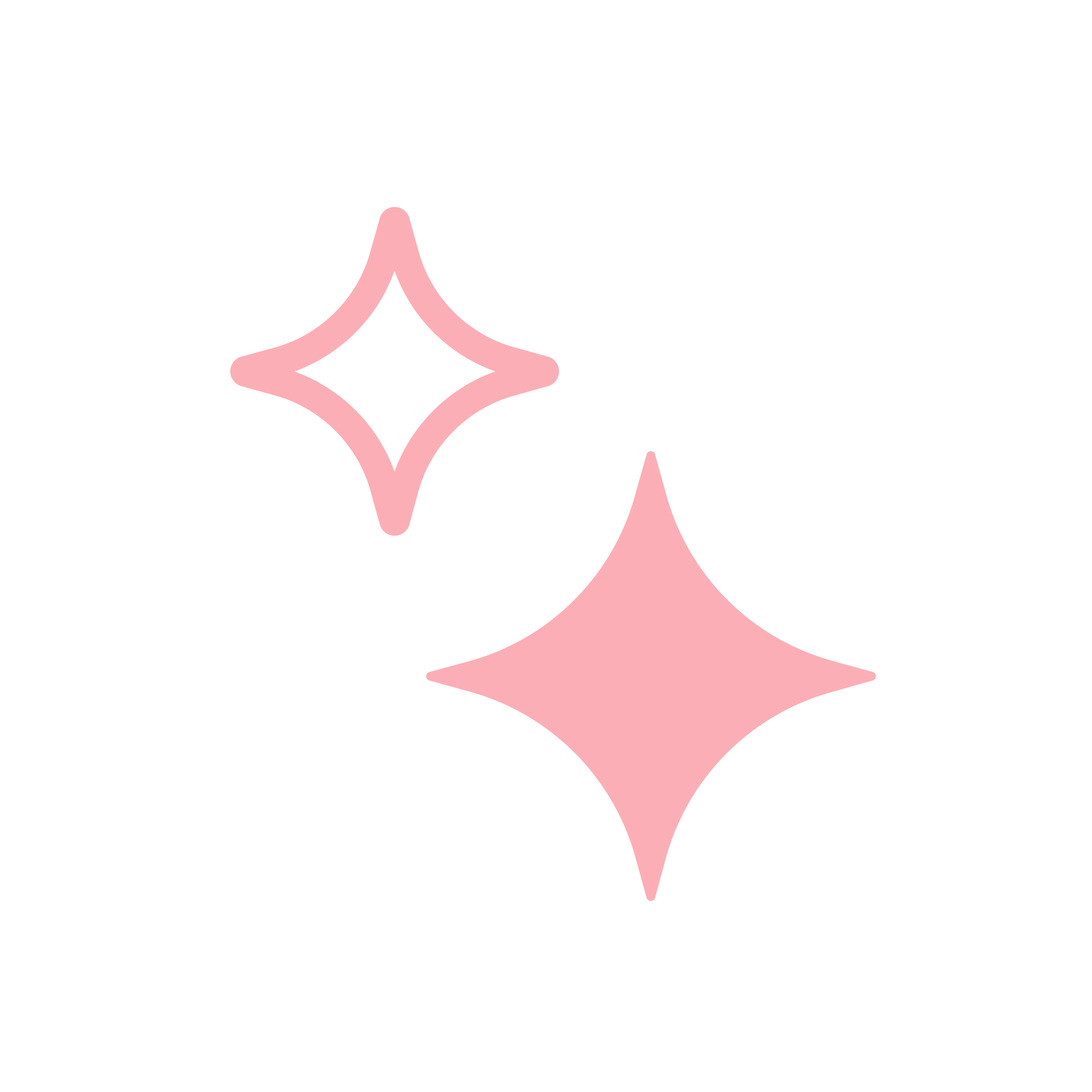 Black background with two pink sparkle or starburst icons, one large and one small.