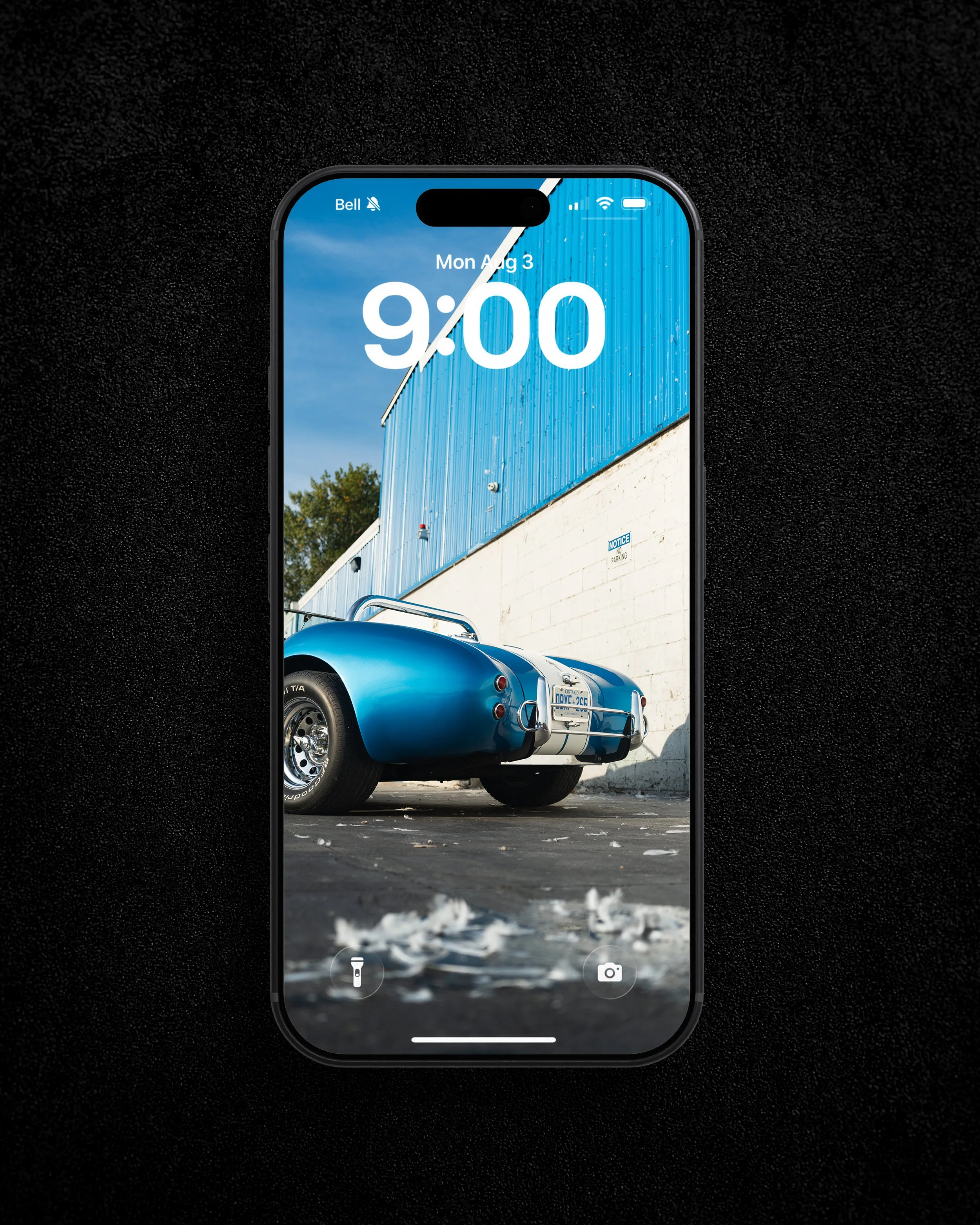 Classic Sports Car Parked At Boat Dock Wallpaper & Print