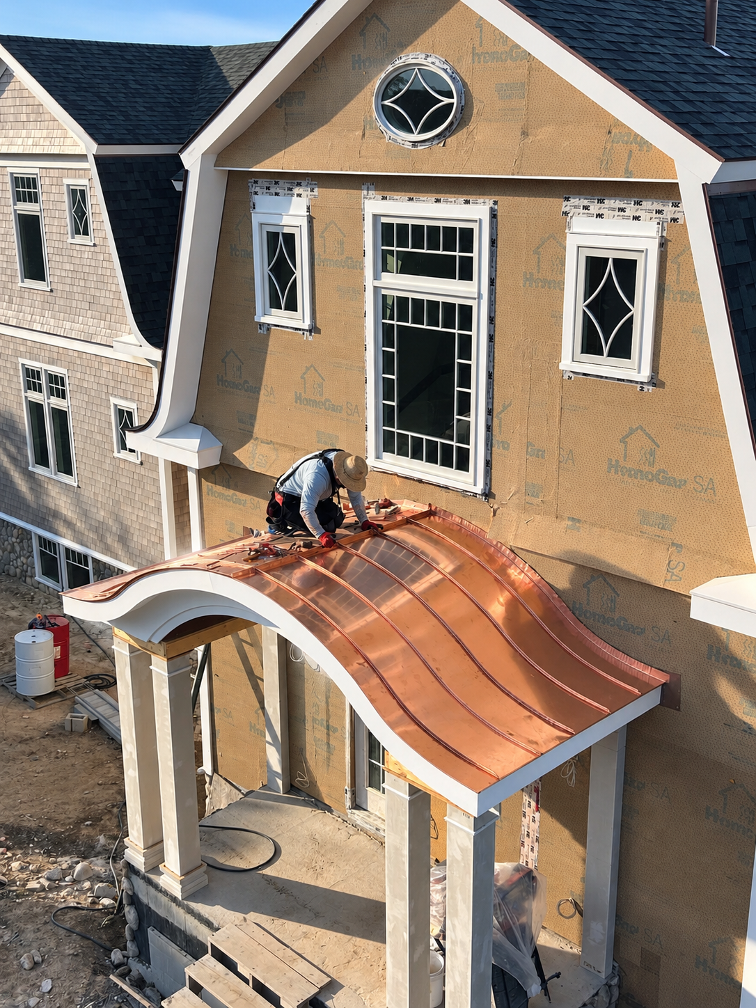Slate roofing on a home by Custom Copper Co. Newport, Rhode Island