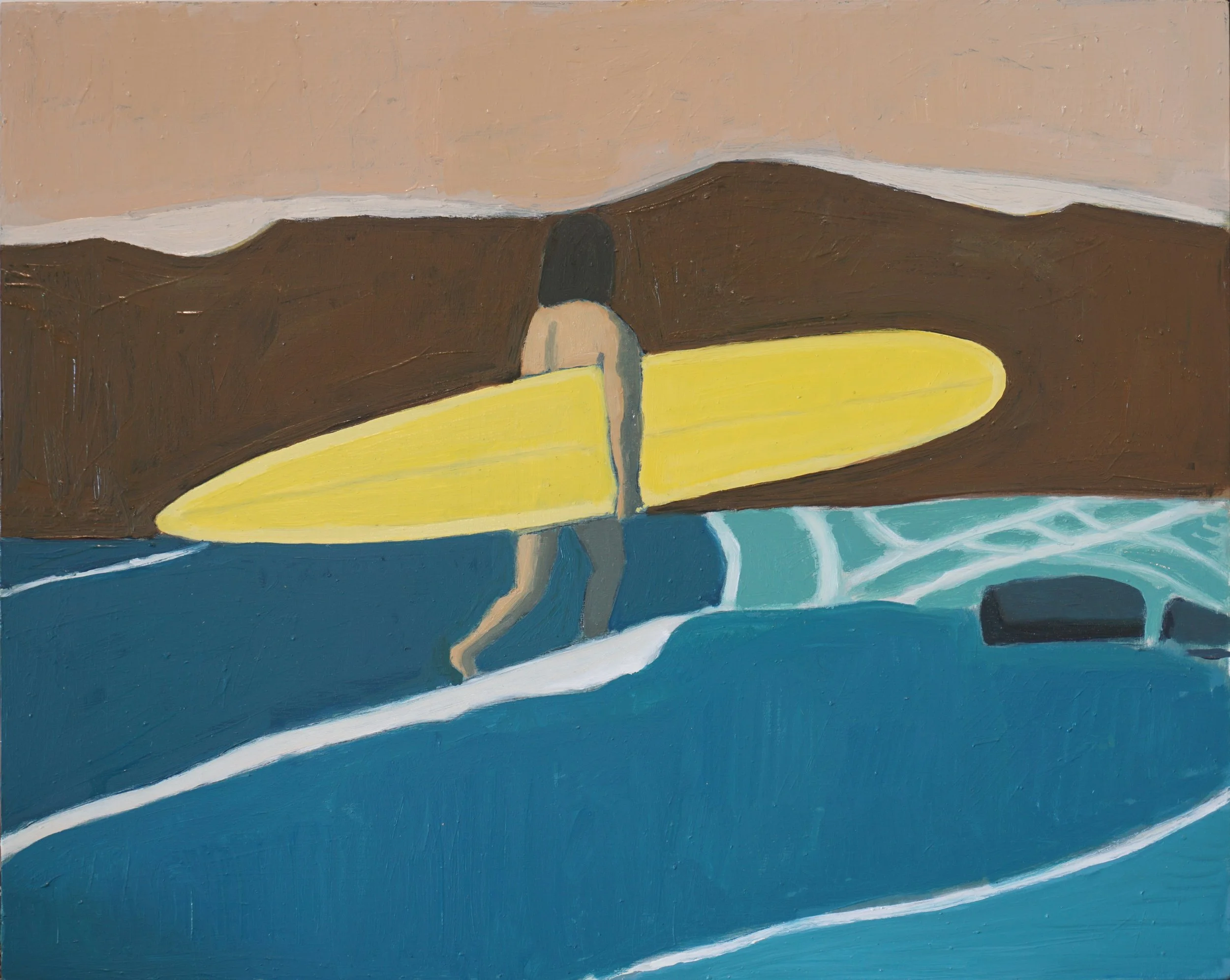 Grooving at Snapper, oil on board, 40x50x2cm 2025